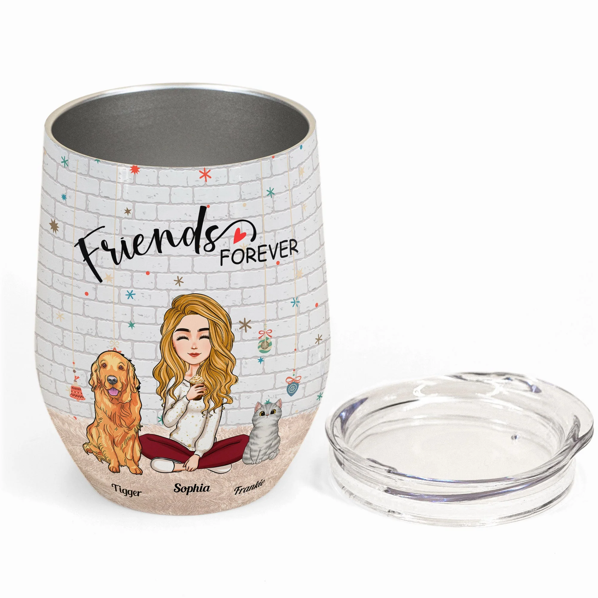 Pets - Friends Forever  - Personalized Wine Tumbler - Birthday, Christmas, New Year Gift For Dog Mom, Cat Mom, Pet Lover, Pet Owner - Image 2