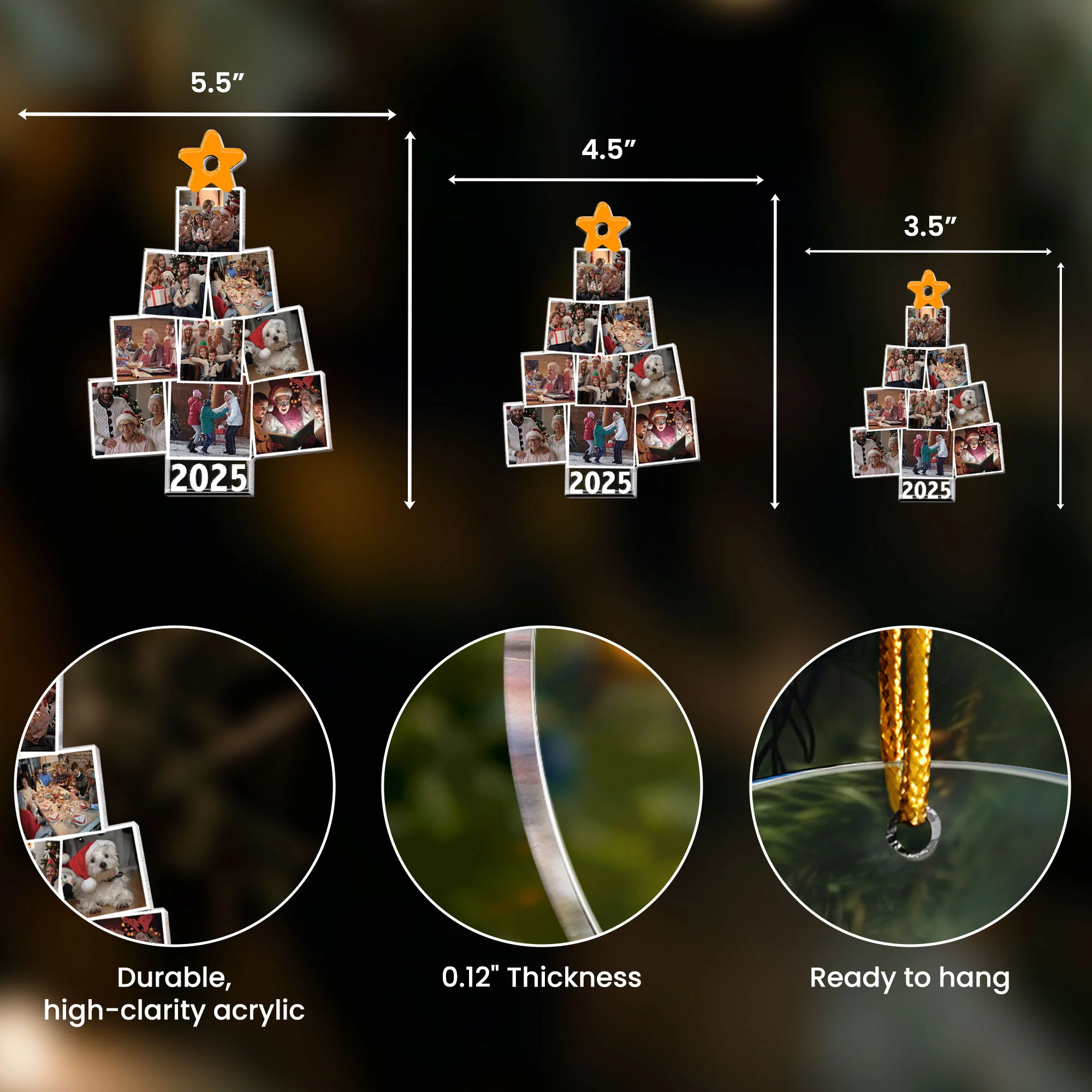 Photo Family Tree Christmas 2025 - Personalized Acrylic Photo Ornament-Ver 2 Custom Year - Image 5