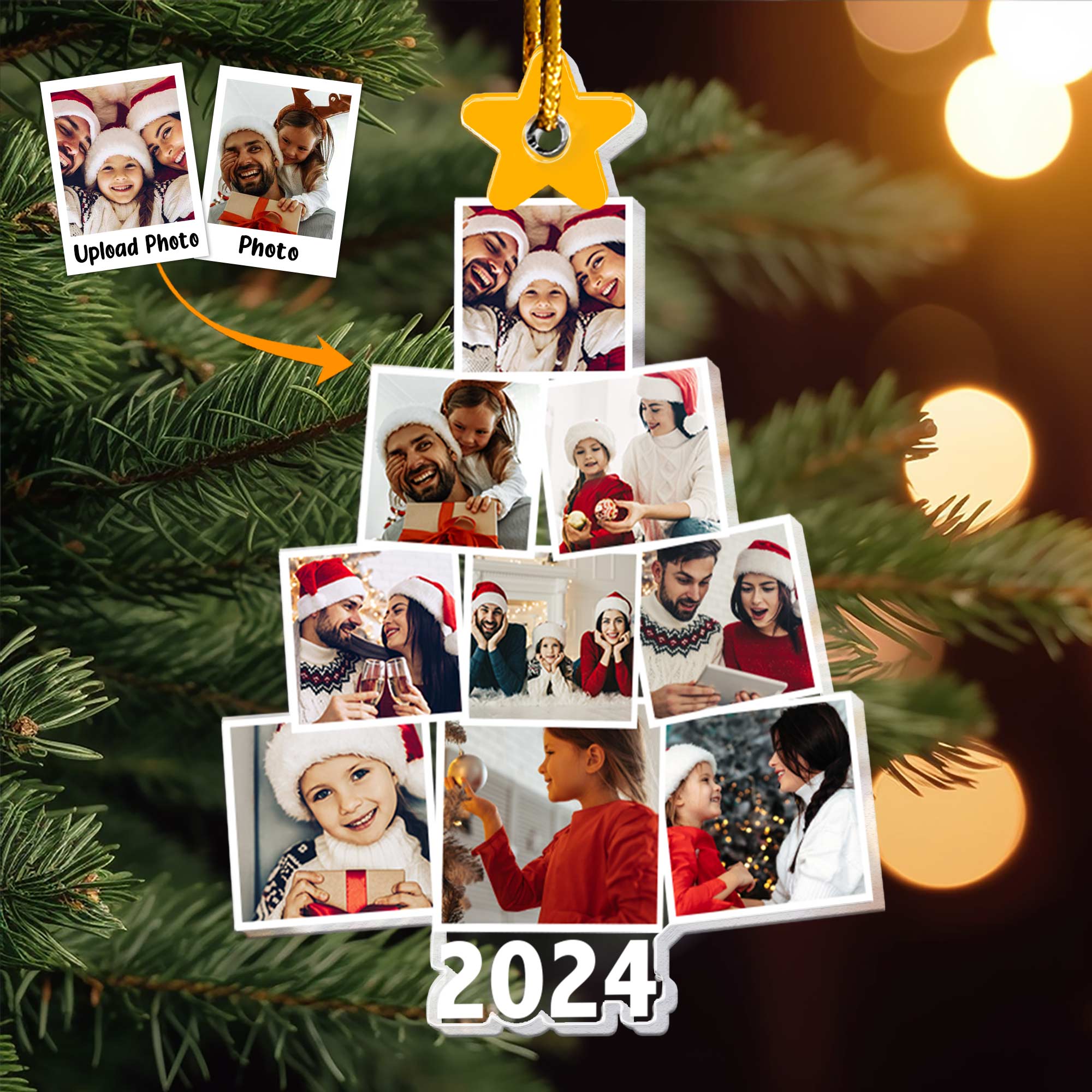 Photo Family Tree Christmas - Ver 2 - Personalized Family Photo Ornament - Image 2