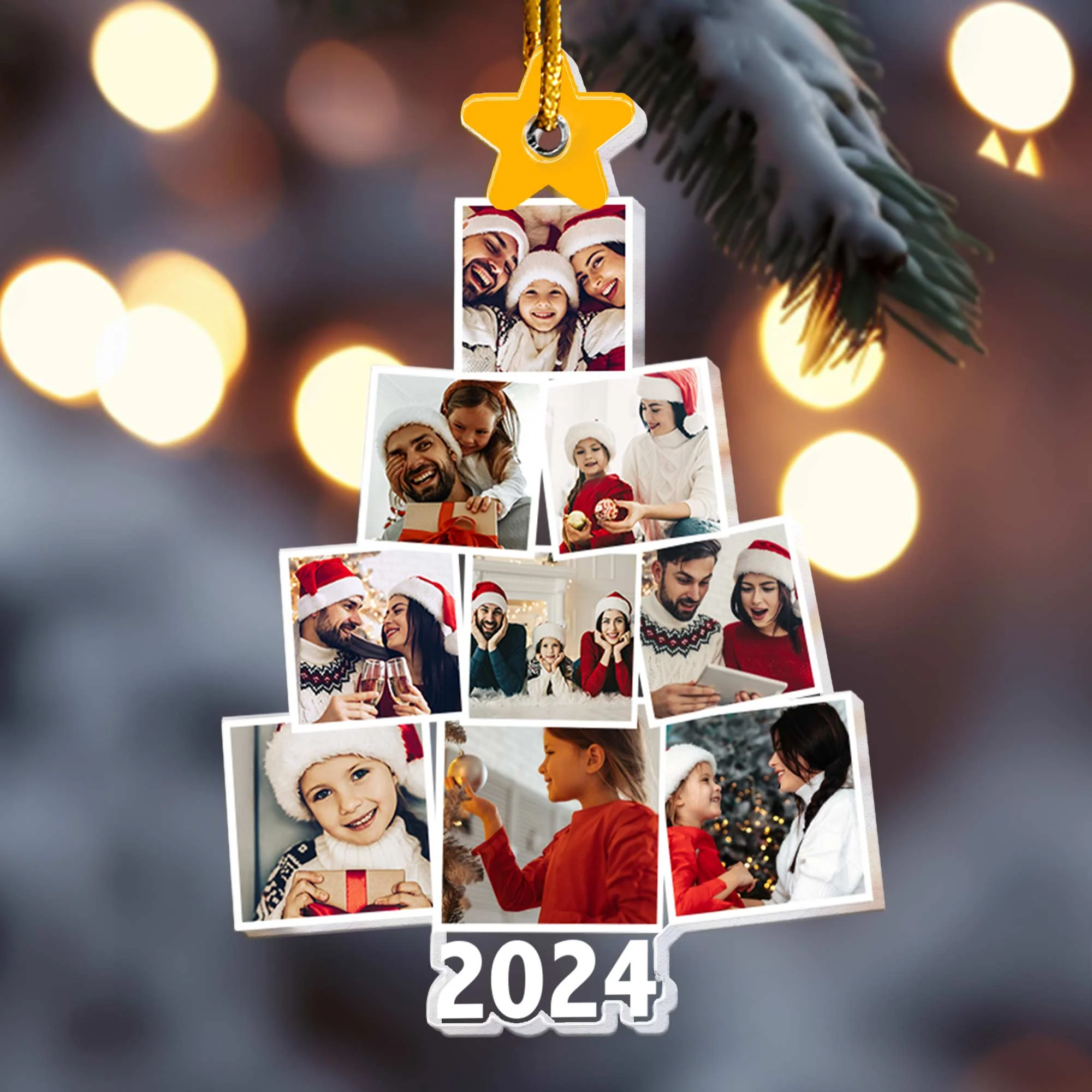 Photo Family Tree Christmas - Ver 2 - Personalized Family Photo Ornament - Image 5