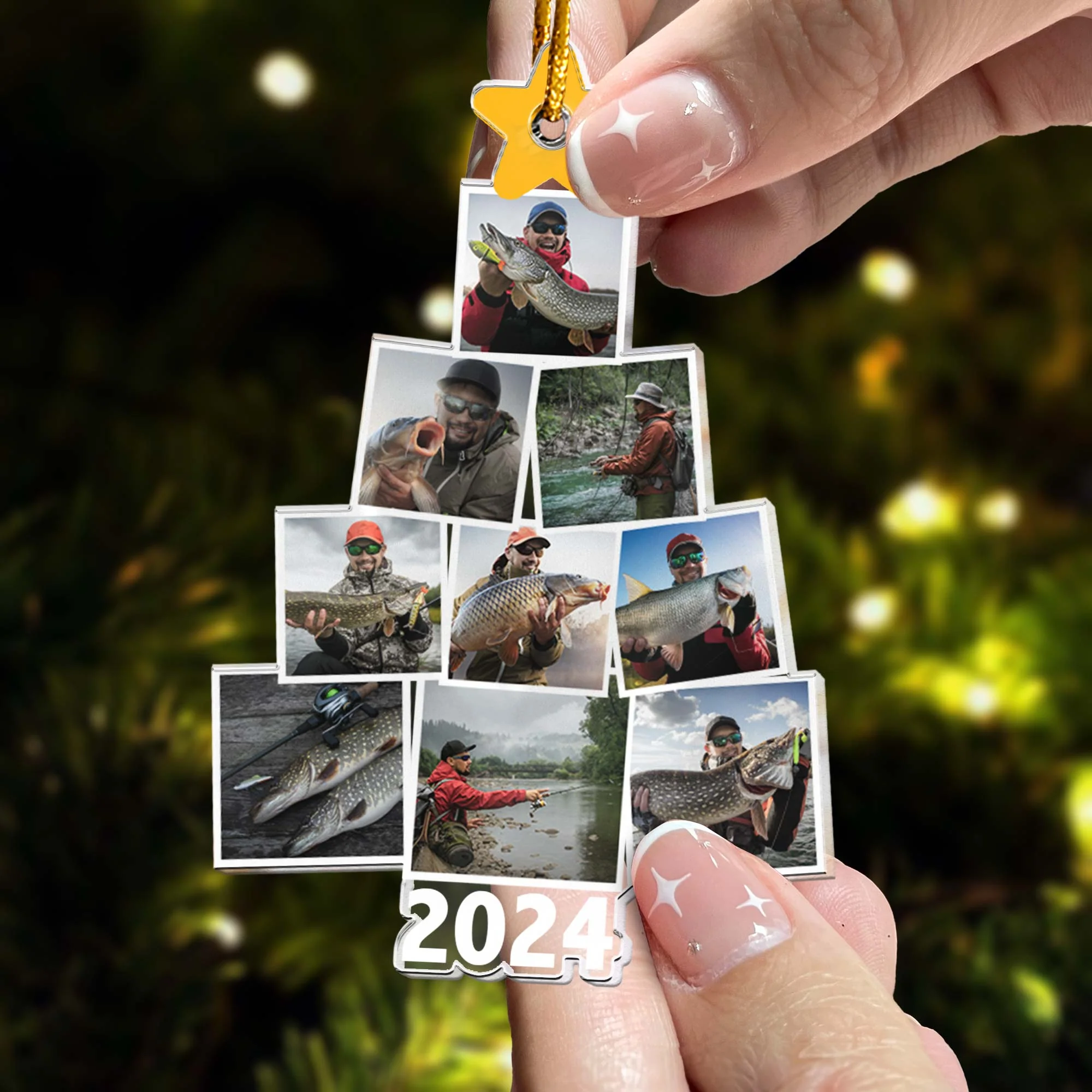 Photo Fishing Christmas Tree - Personalized Acrylic Photo Ornament - Image 2
