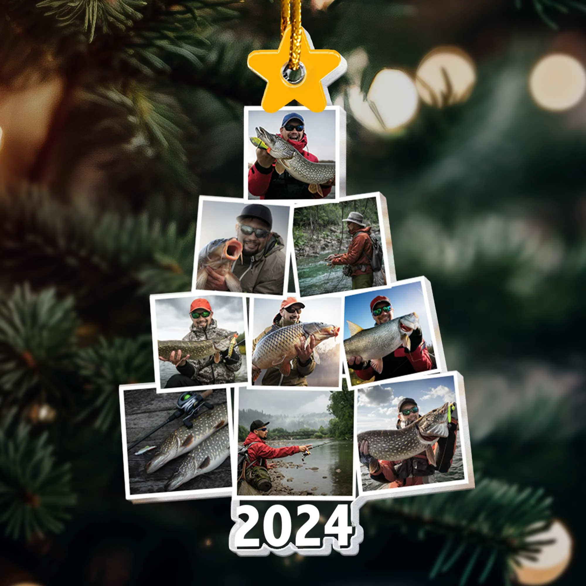 Photo Fishing Christmas Tree - Personalized Acrylic Photo Ornament - Image 5
