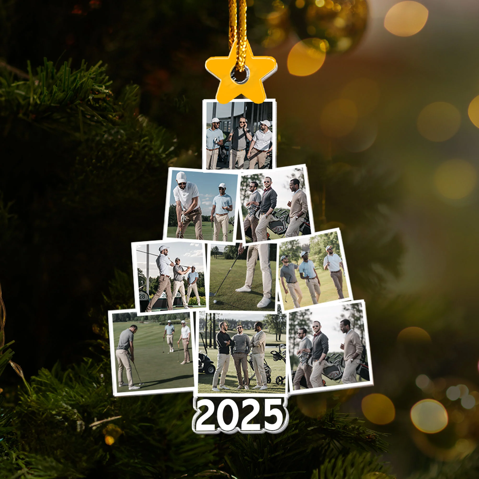 Photo Golfing Christmas Tree - Personalized Acrylic Photo Ornament - Image 4