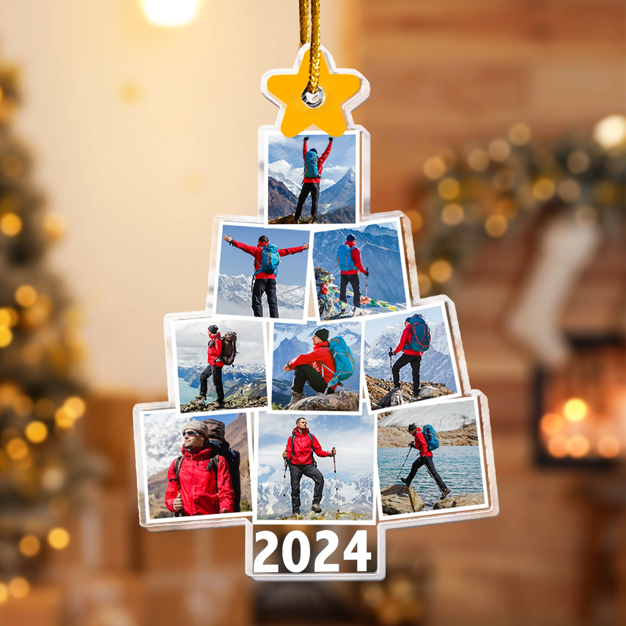 Photo Hiking Christmas Tree - Personalized Acrylic Photo Ornament - Image 2