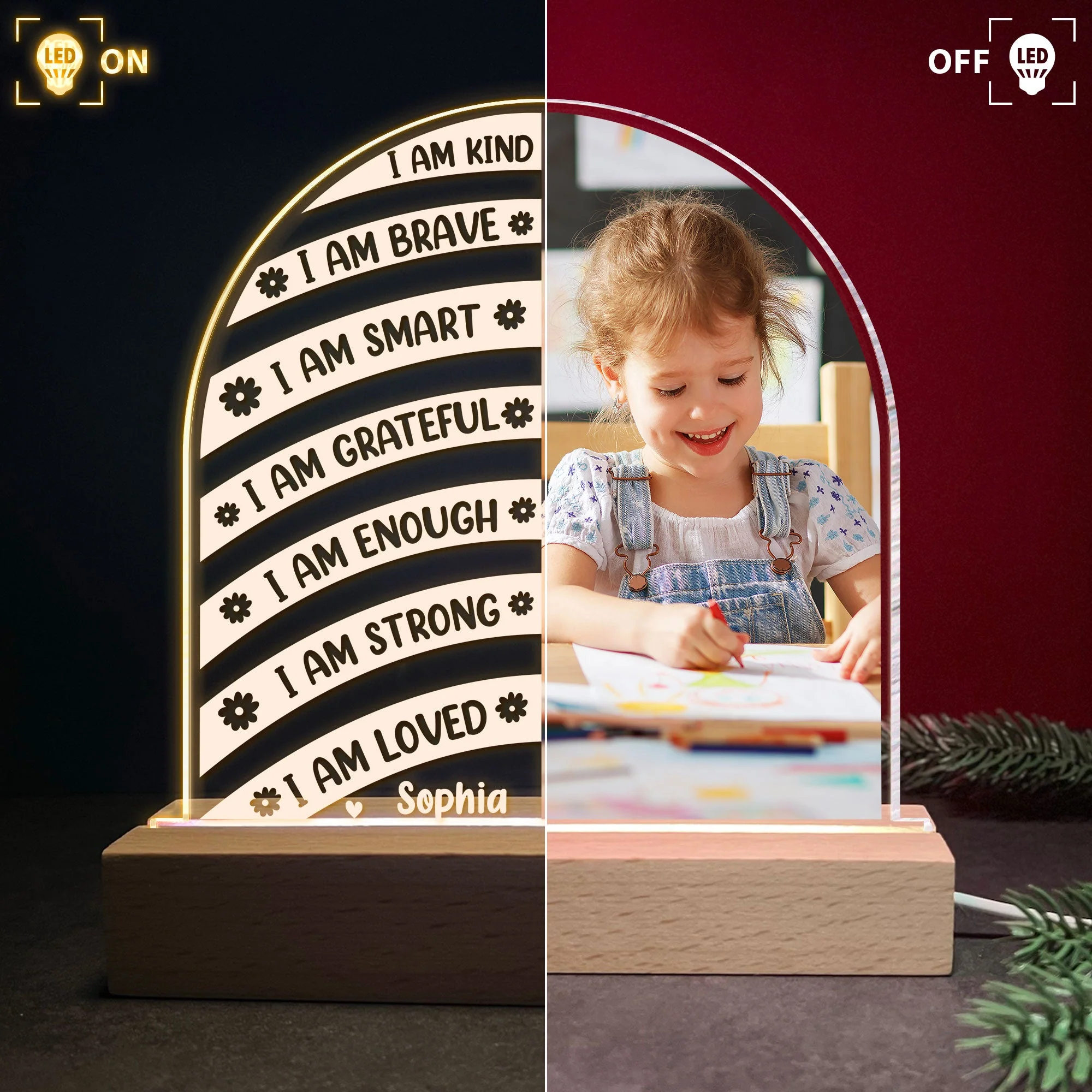 Affirmation For Kid - Personalized Photo LED Light - Image 4