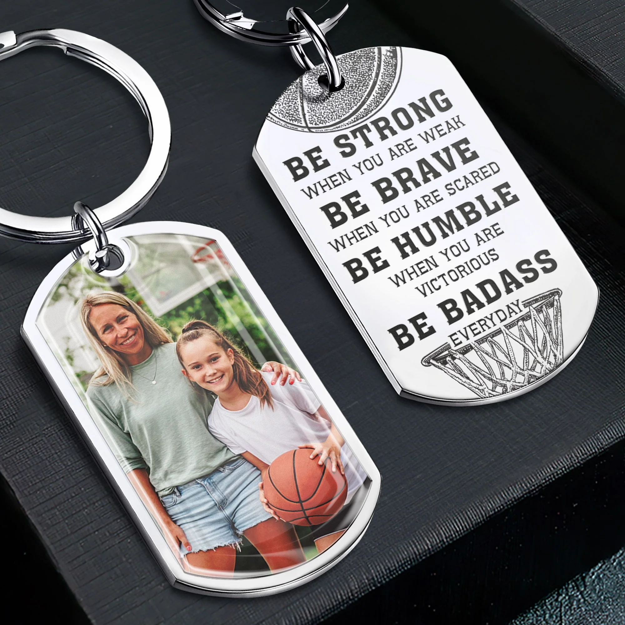 Be Strong - Basketball Version - Personalized Photo Stainless Steel Keychain - Image 5