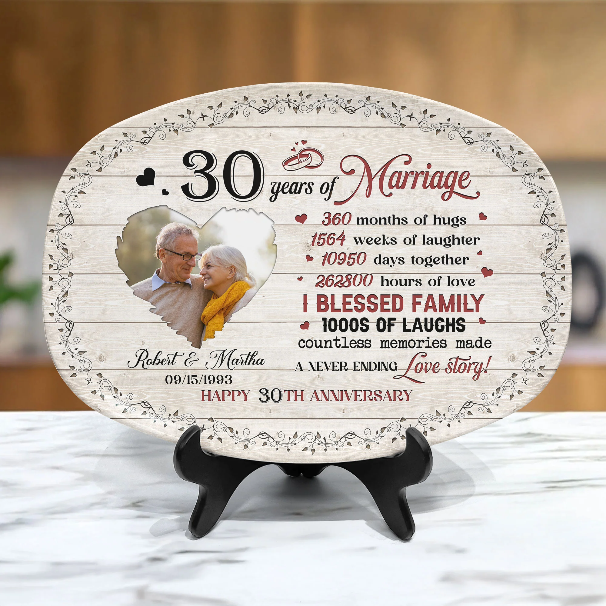 Couple Happy Anniversary - Personalized Photo Platter - Image 2