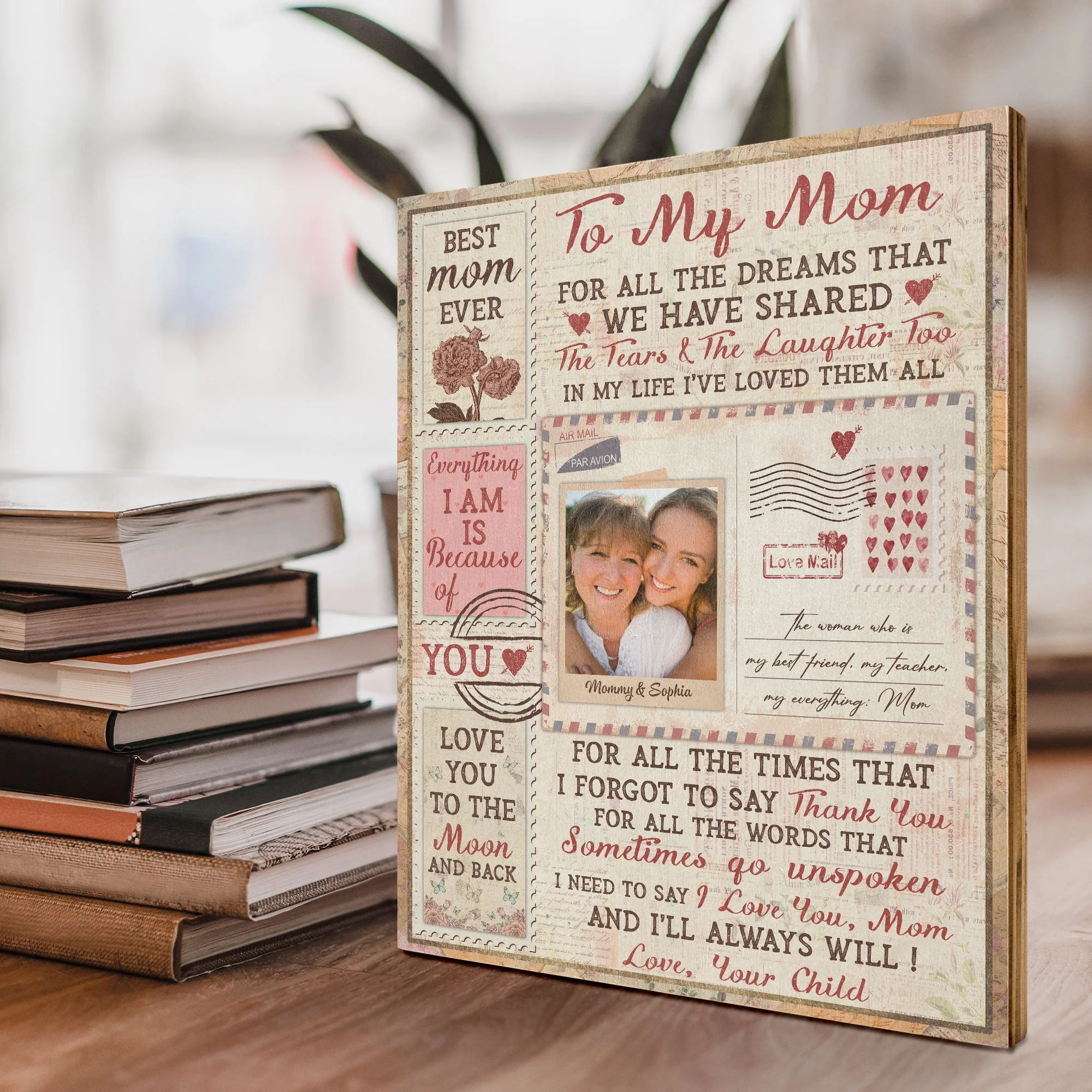 I Love You Mom - Personalized Photo Photo Printed Wooden Plaque - Image 5
