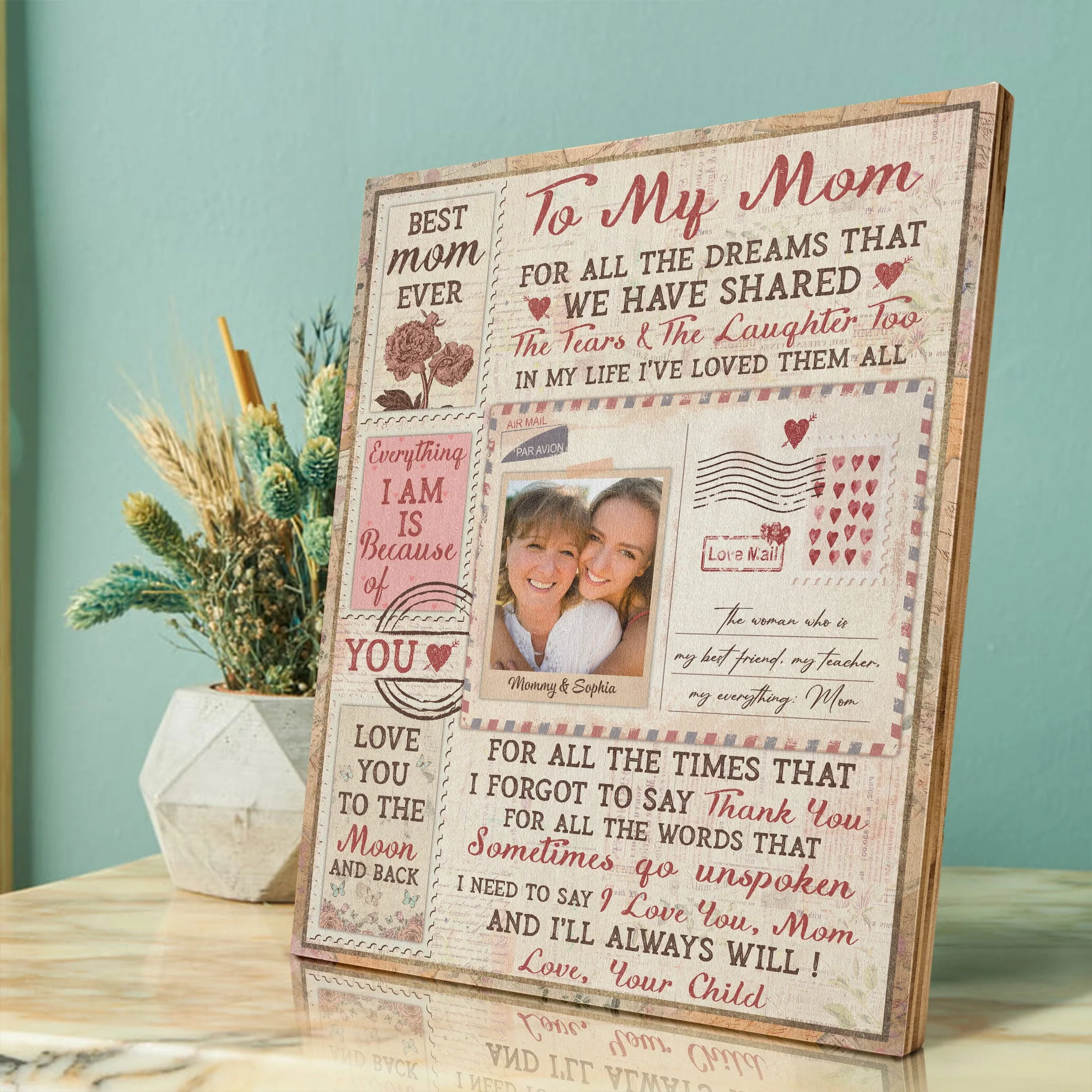 I Love You Mom - Personalized Photo Photo Printed Wooden Plaque - Image 6