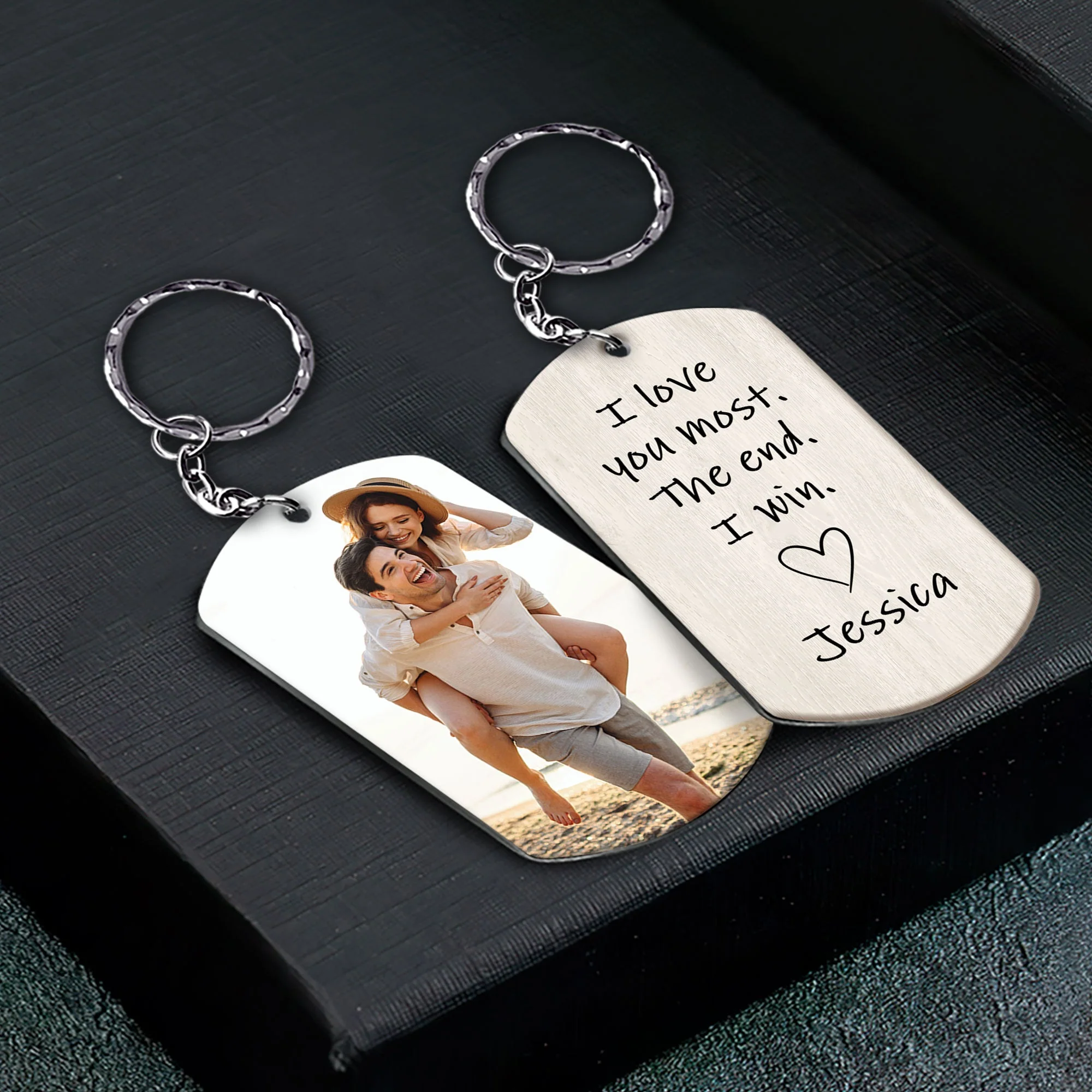 I Love You Most The End I Win - Personalized Photo Keychain - Image 3