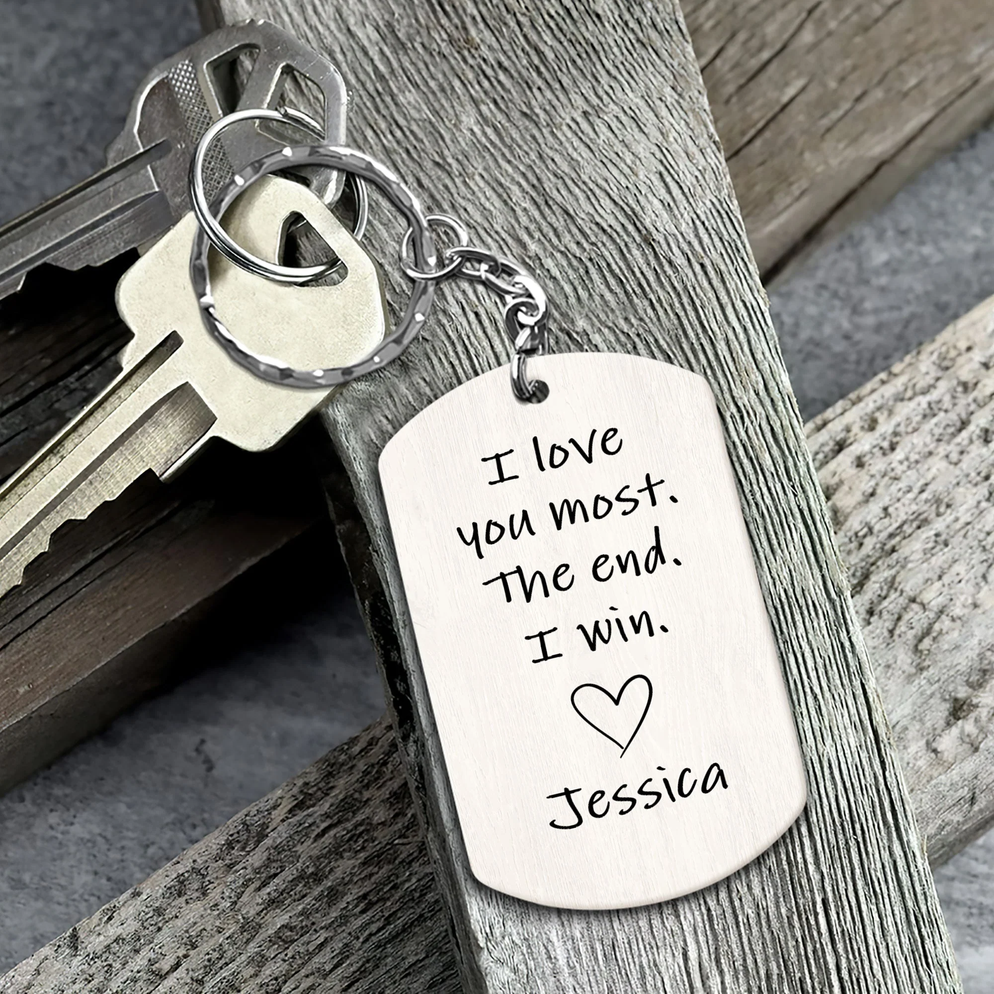 I Love You Most The End I Win - Personalized Photo Keychain - Image 4