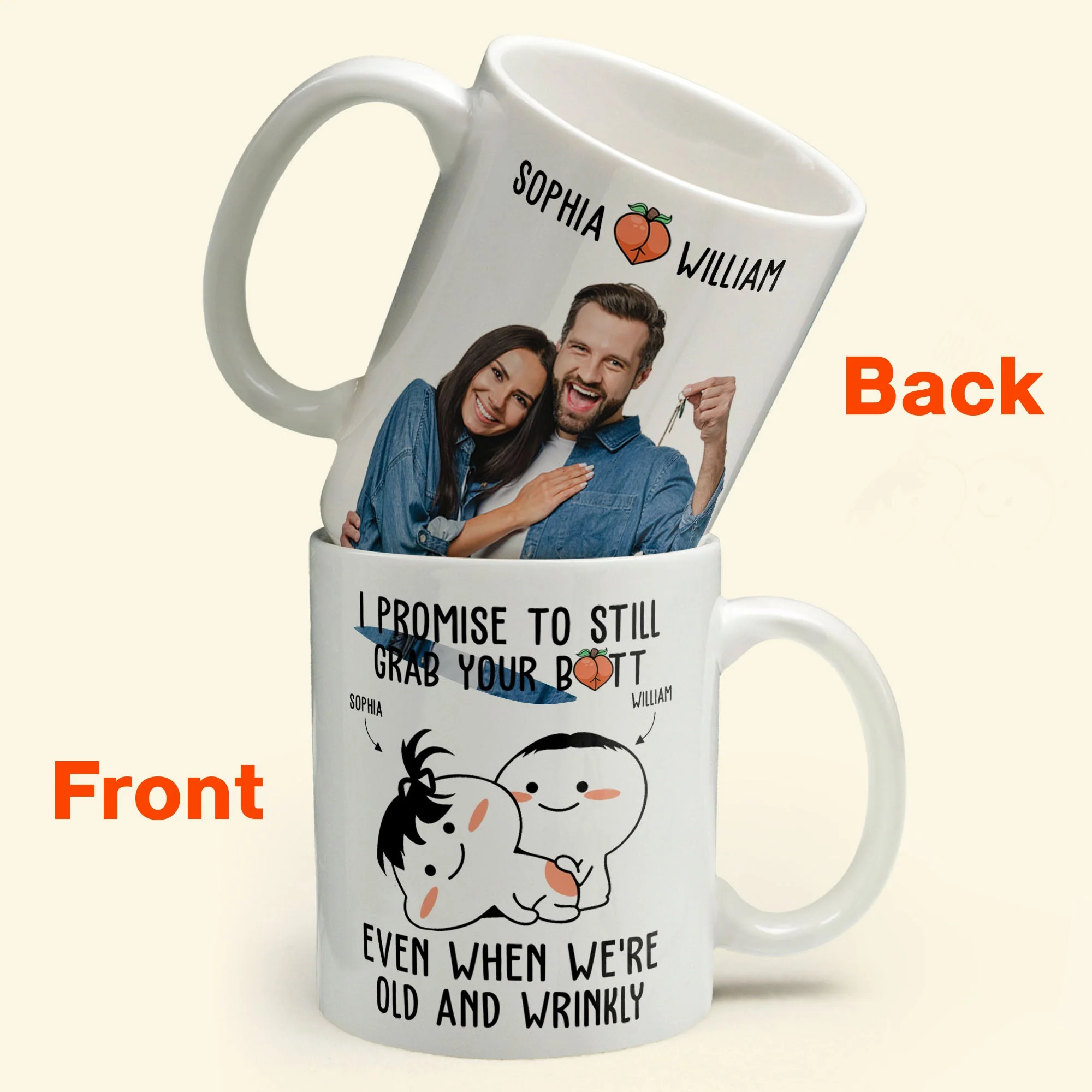 I Promise To Still Grab Your Butt Even When We're Old And Wrinkly - Personalized Photo Mug - Image 3