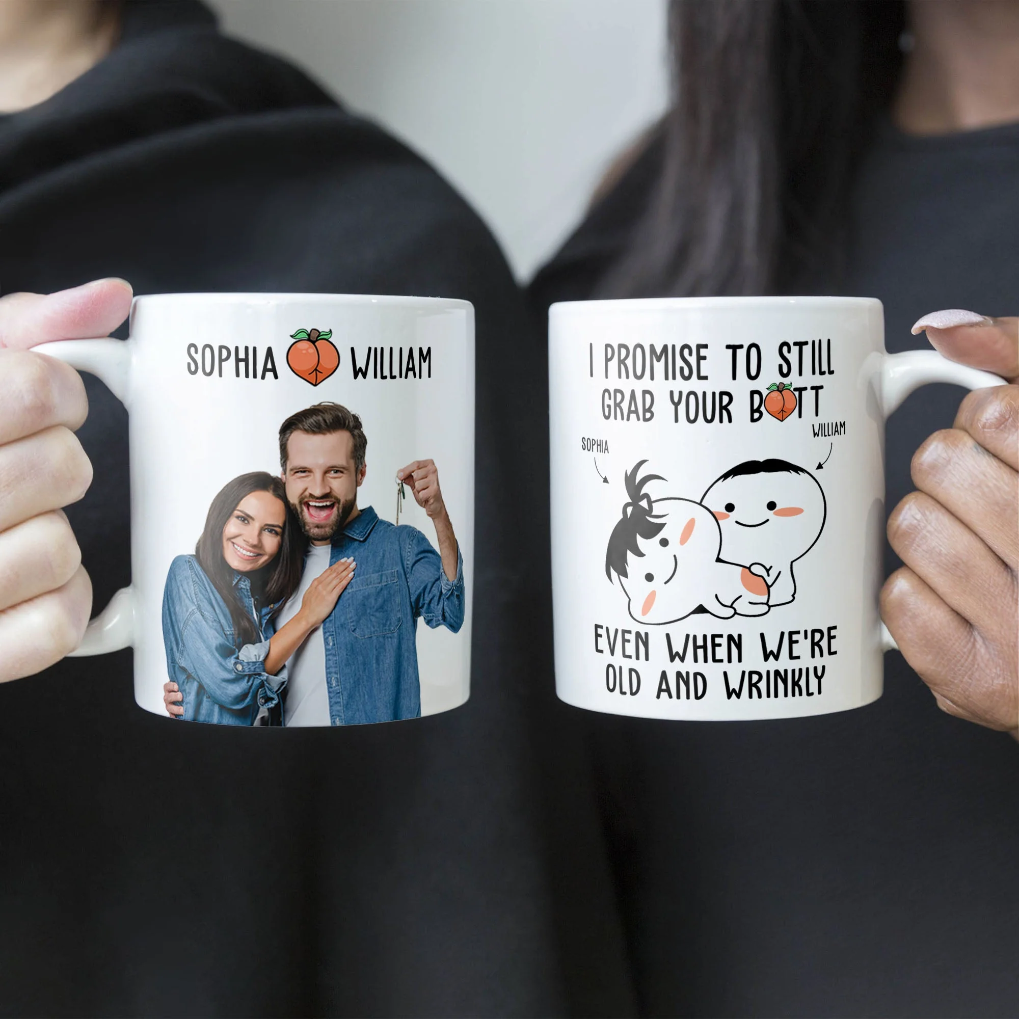 I Promise To Still Grab Your Butt Even When We're Old And Wrinkly - Personalized Photo Mug - Image 6