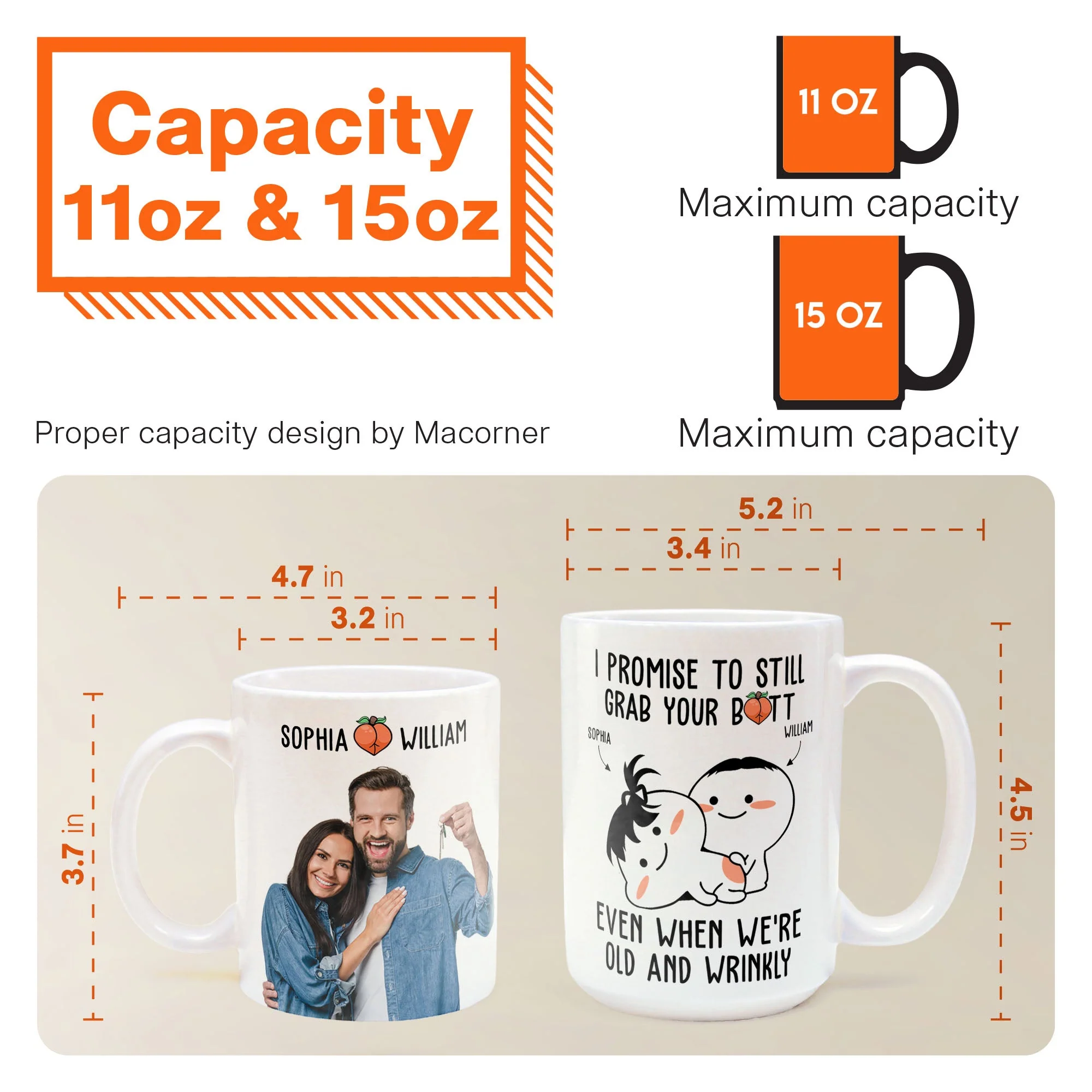 I Promise To Still Grab Your Butt Even When We're Old And Wrinkly - Personalized Photo Mug - Image 8