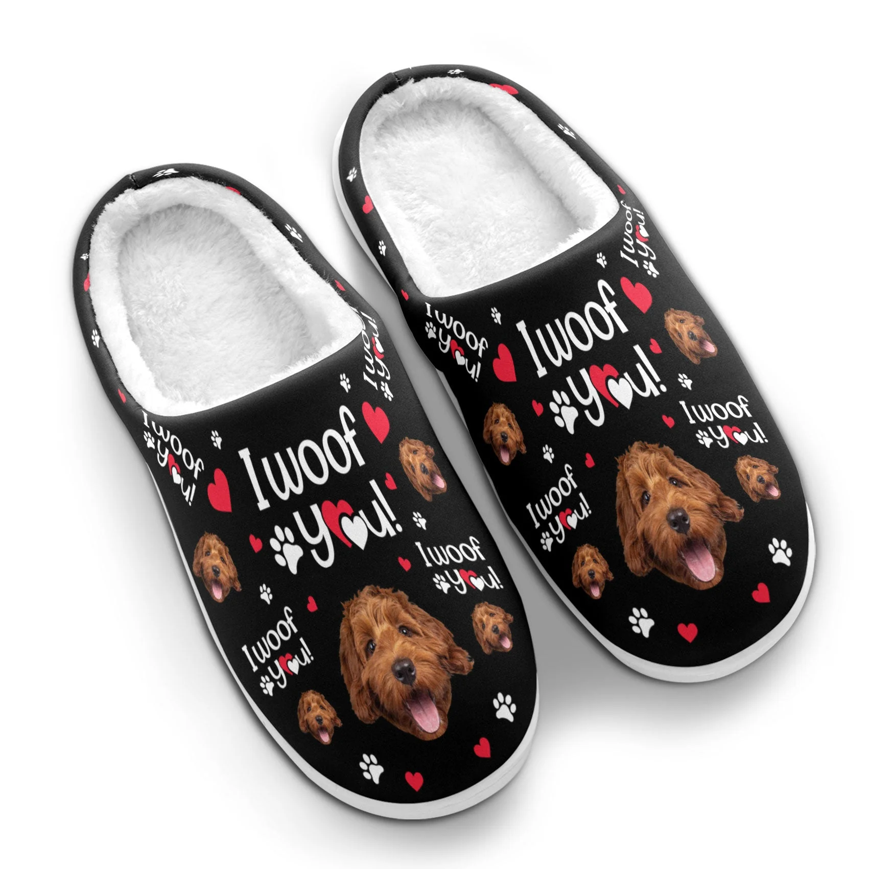 I Woof You - Personalized Photo Slippers - Mother's Day, Loving, Birthday Gift For Dog Mom, Dog Lover, Dog Owner, Dog Dad - Image 4