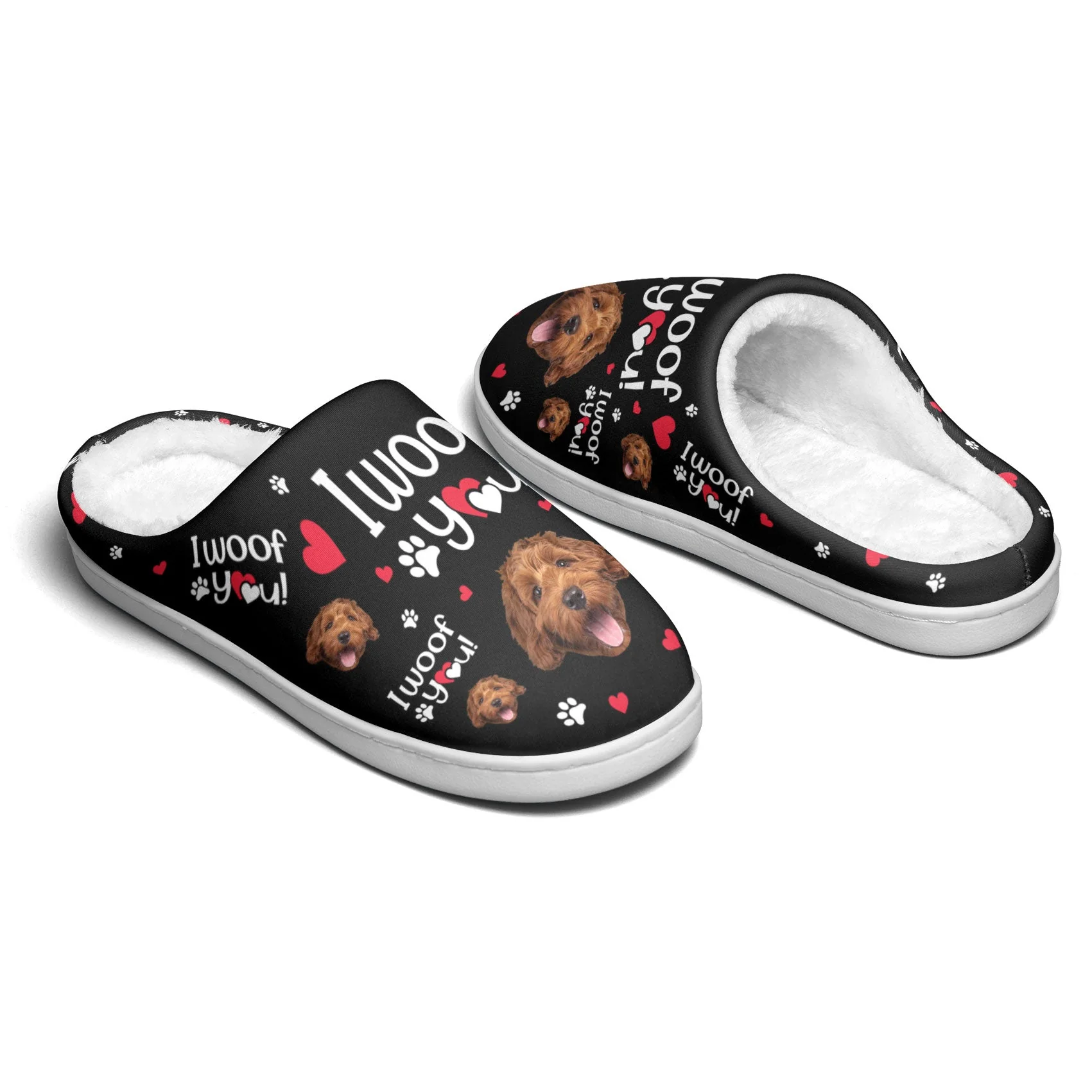I Woof You - Personalized Photo Slippers - Mother's Day, Loving, Birthday Gift For Dog Mom, Dog Lover, Dog Owner, Dog Dad - Image 5