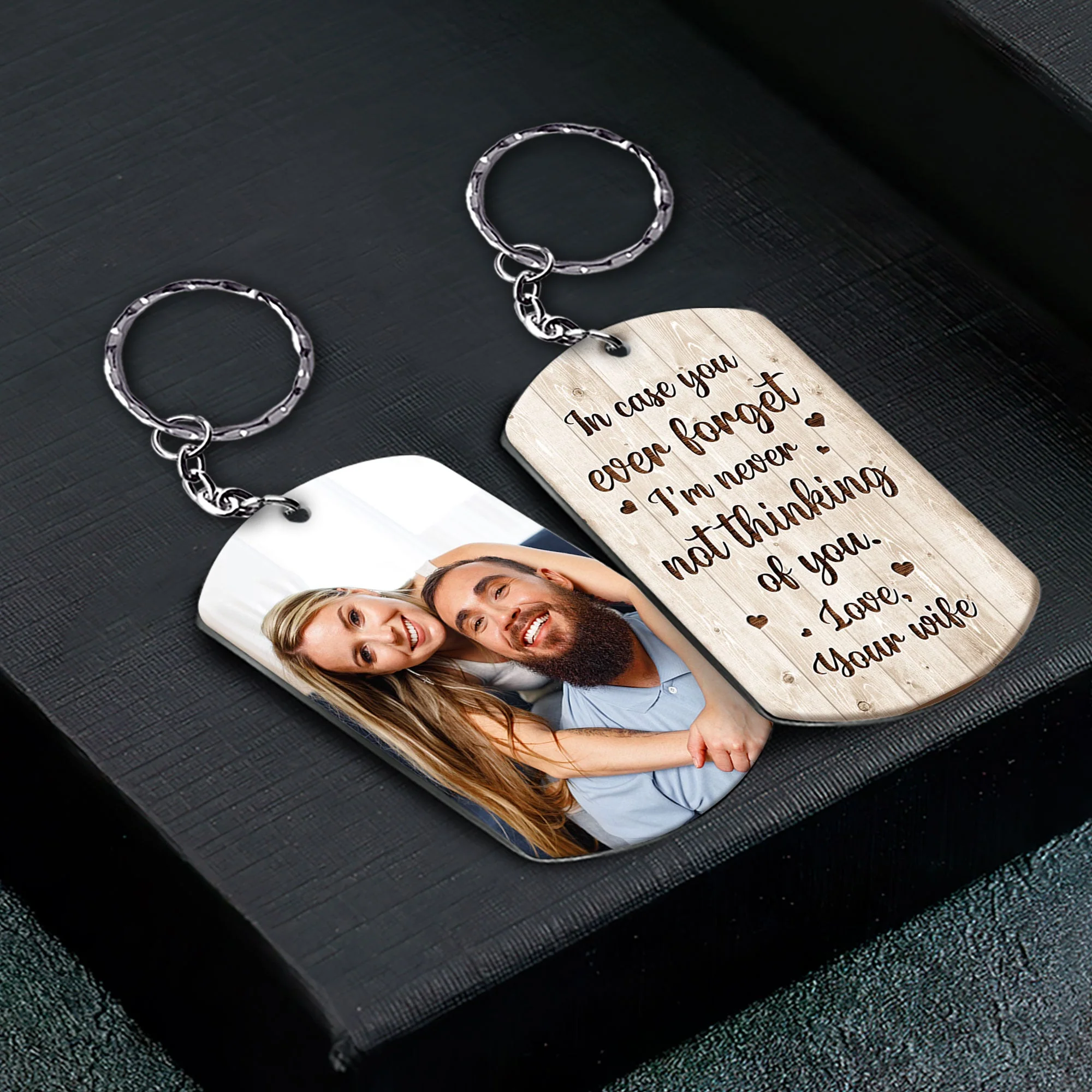 In Case You Ever Forget I'm Never Not Thinking Of You - Personalized Photo Keychain - Image 3