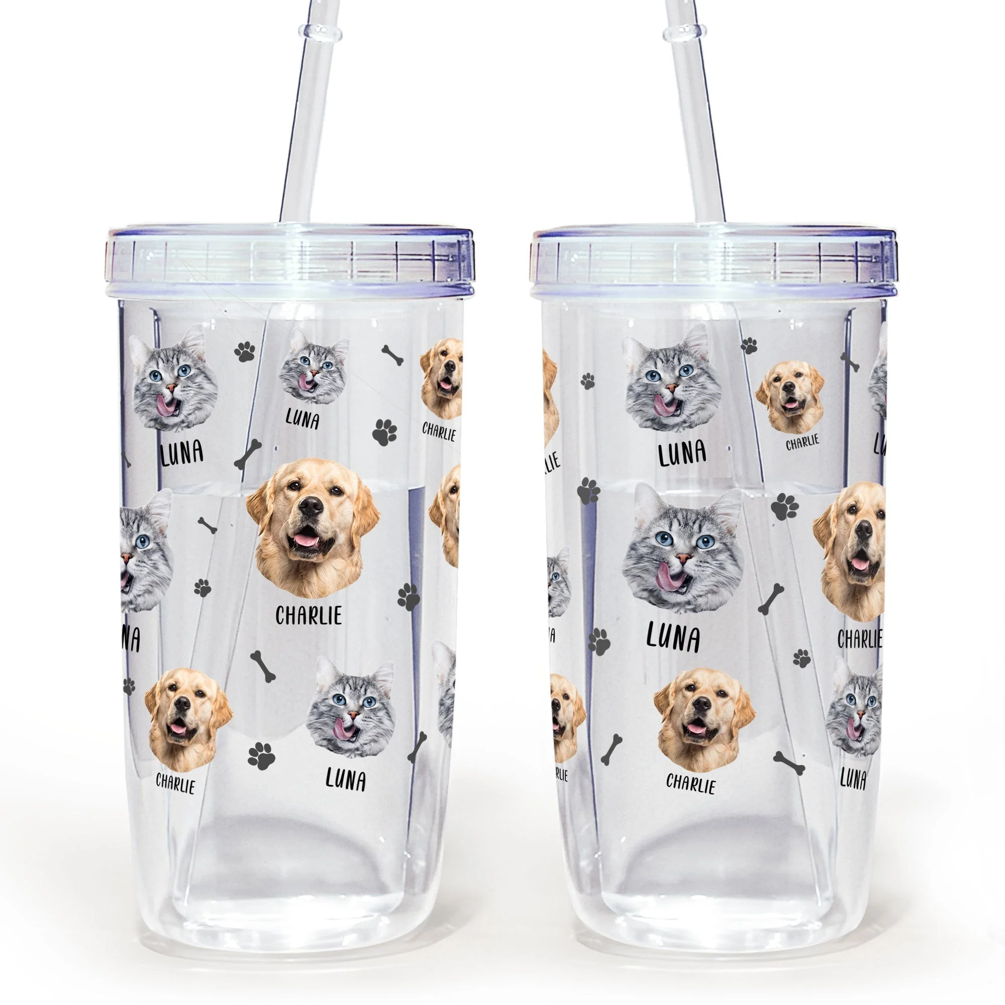 Lovely Upload Pet Image - Personalized Photo Acrylic Tumbler With Straw - Image 3