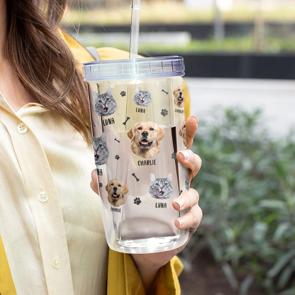 Lovely Upload Pet Image - Personalized Photo Acrylic Tumbler With Straw - Image 4