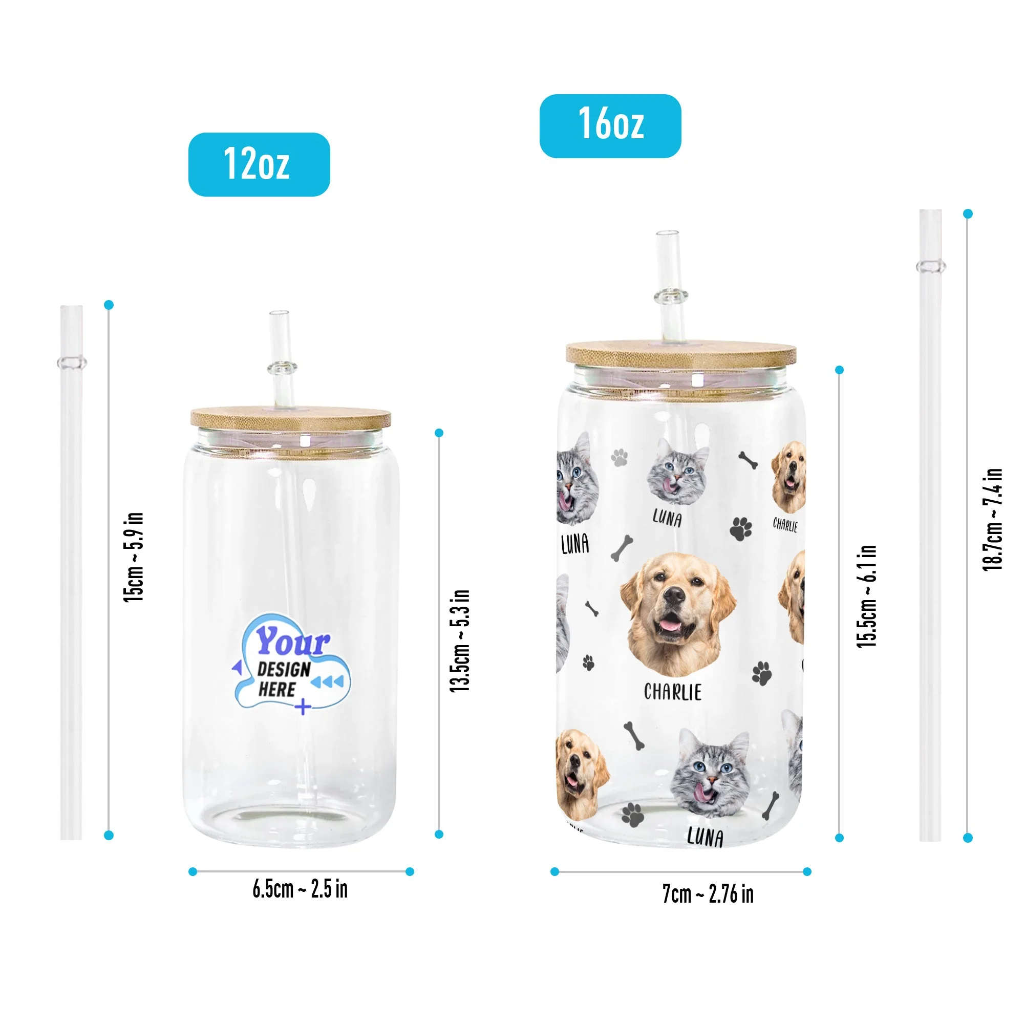 Lovely Upload Pet Image - Personalized Photo Clear Glass Cup - Image 5