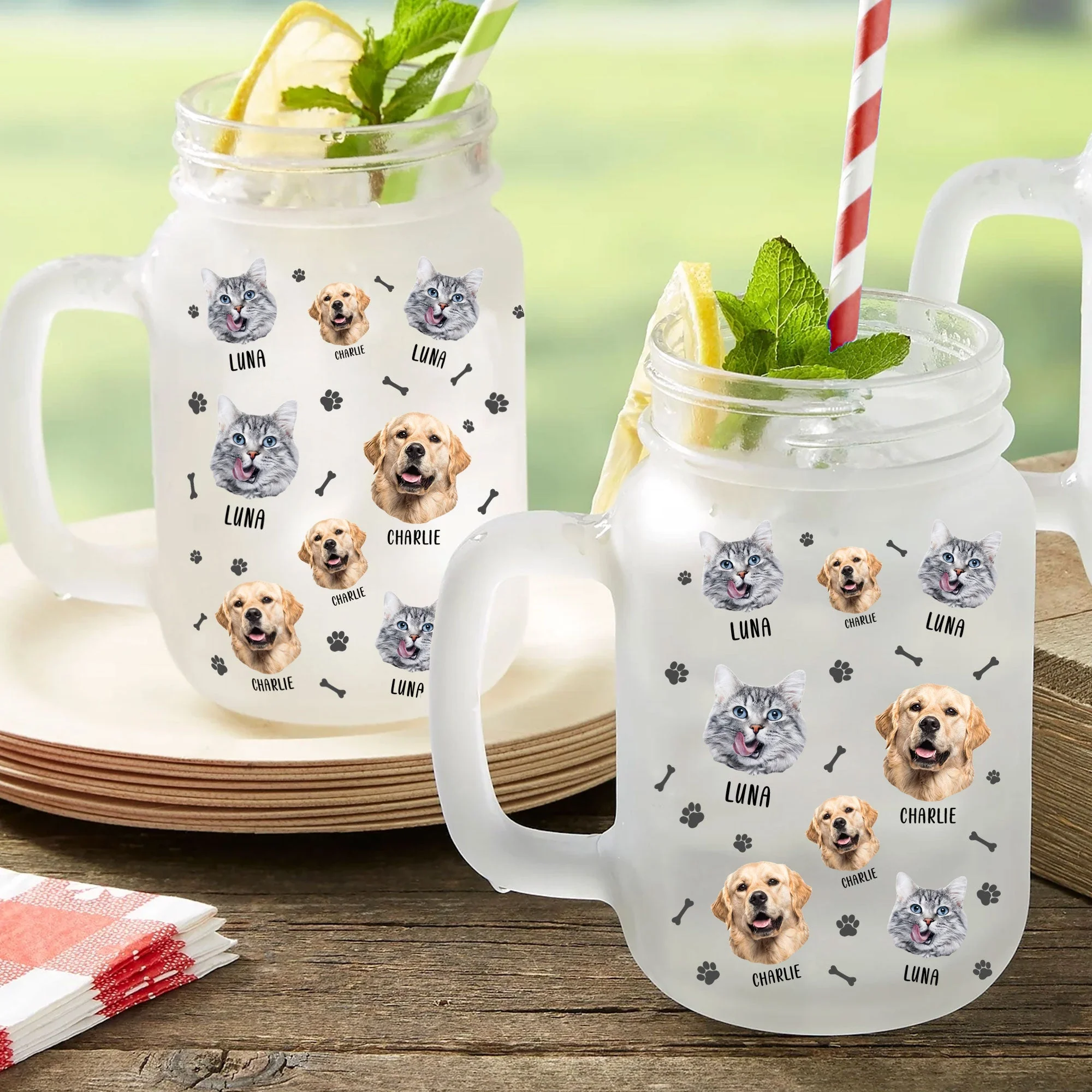 Lovely Upload Pet Image - Personalized Photo Mason Jar Cup With Straw - Image 2