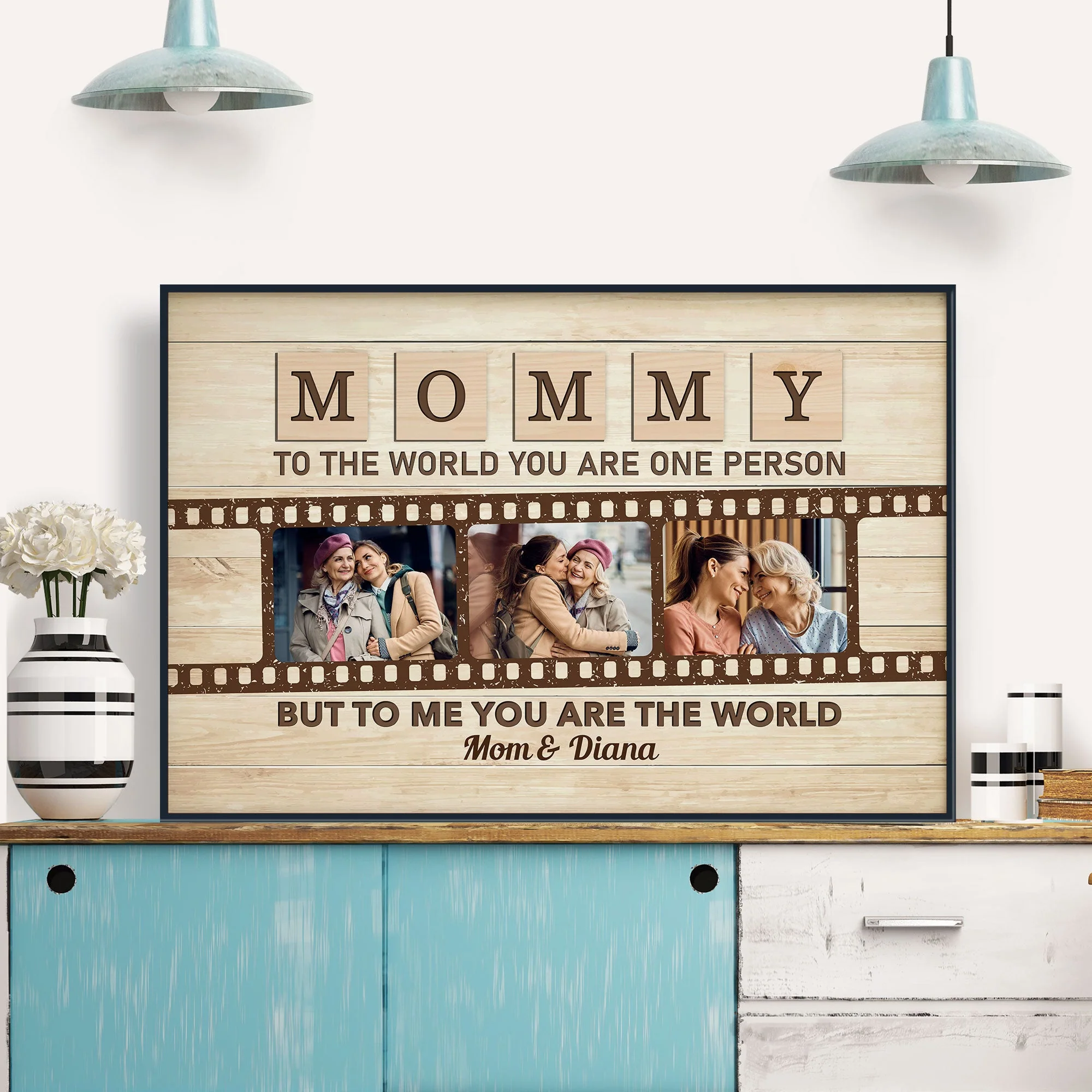 Mommy To The World You Are One Person But To Us You Are The World - Personalized Photo Poster/Wrapped Canvas - Loving, Mother's Day Gift For Mom - Image 4