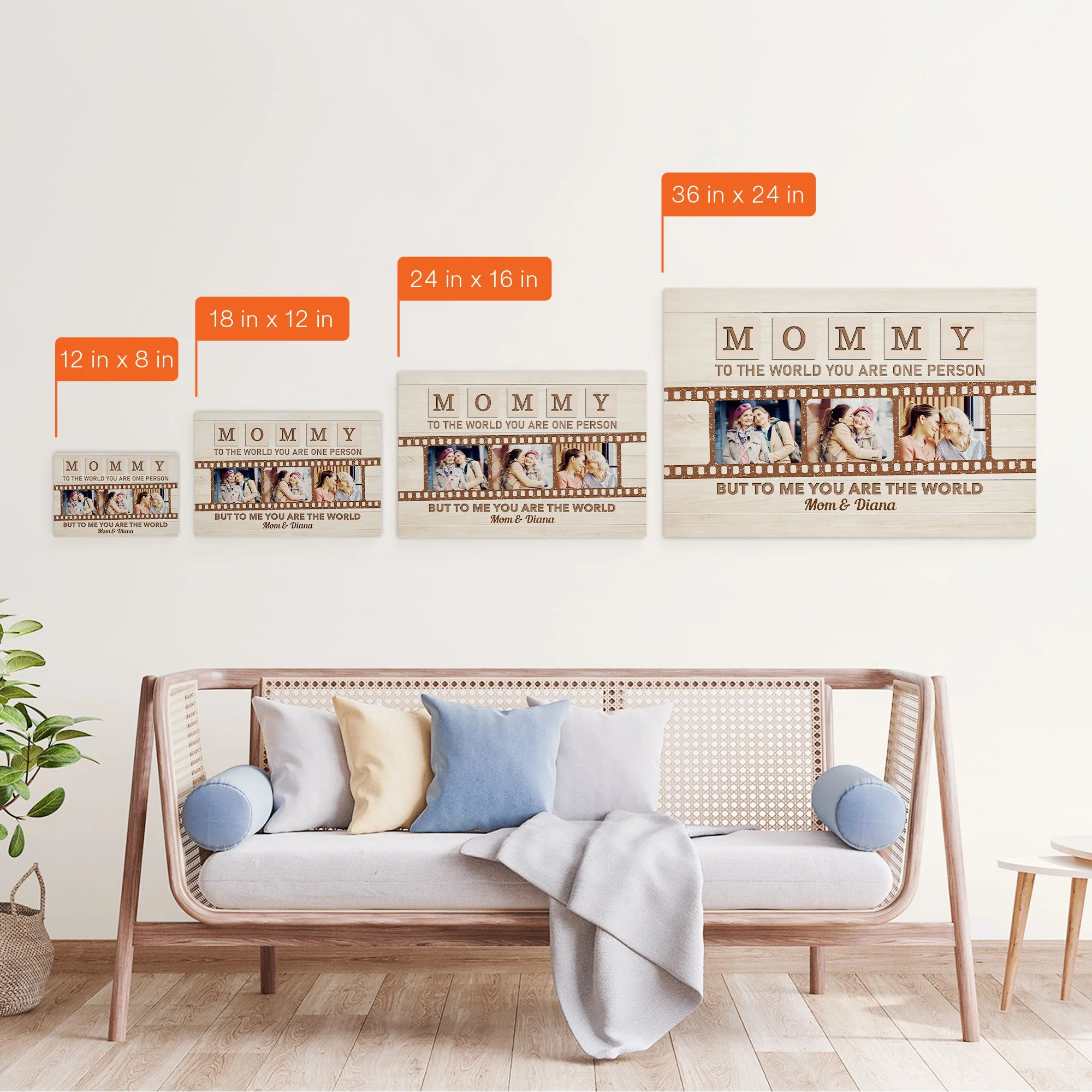 Mommy To The World You Are One Person But To Us You Are The World - Personalized Photo Poster/Wrapped Canvas - Loving, Mother's Day Gift For Mom - Image 8