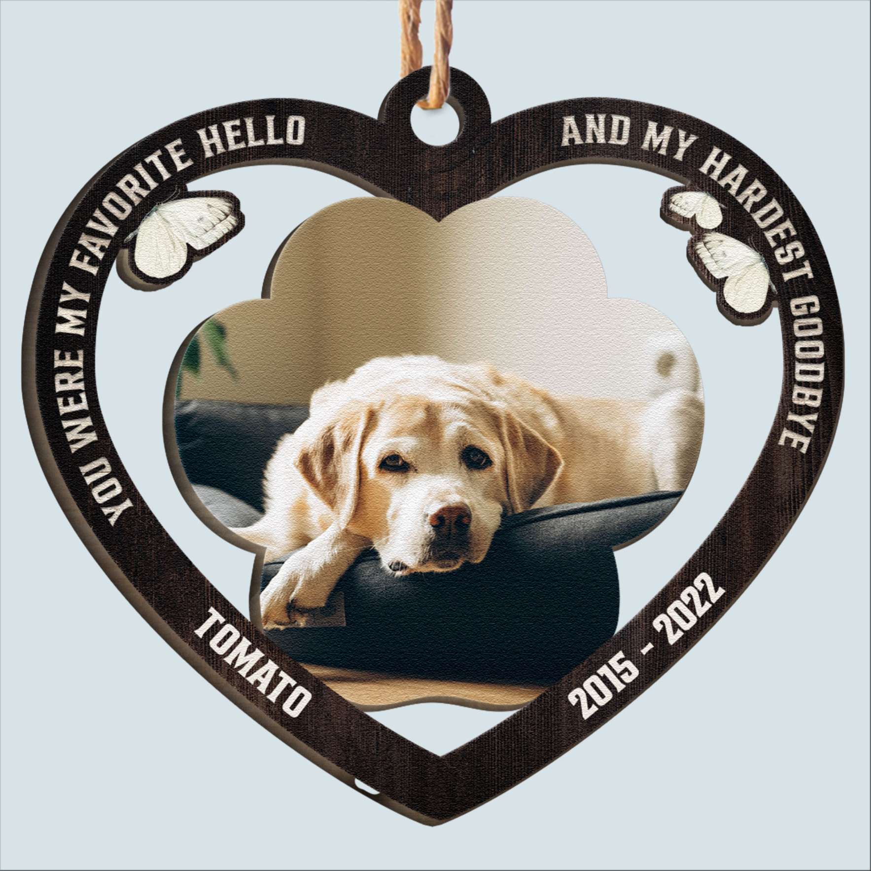 My Favorite Hello And My Hardest Goodbye - Personalized Custom Shaped Wooden Photo Ornament - Image 2