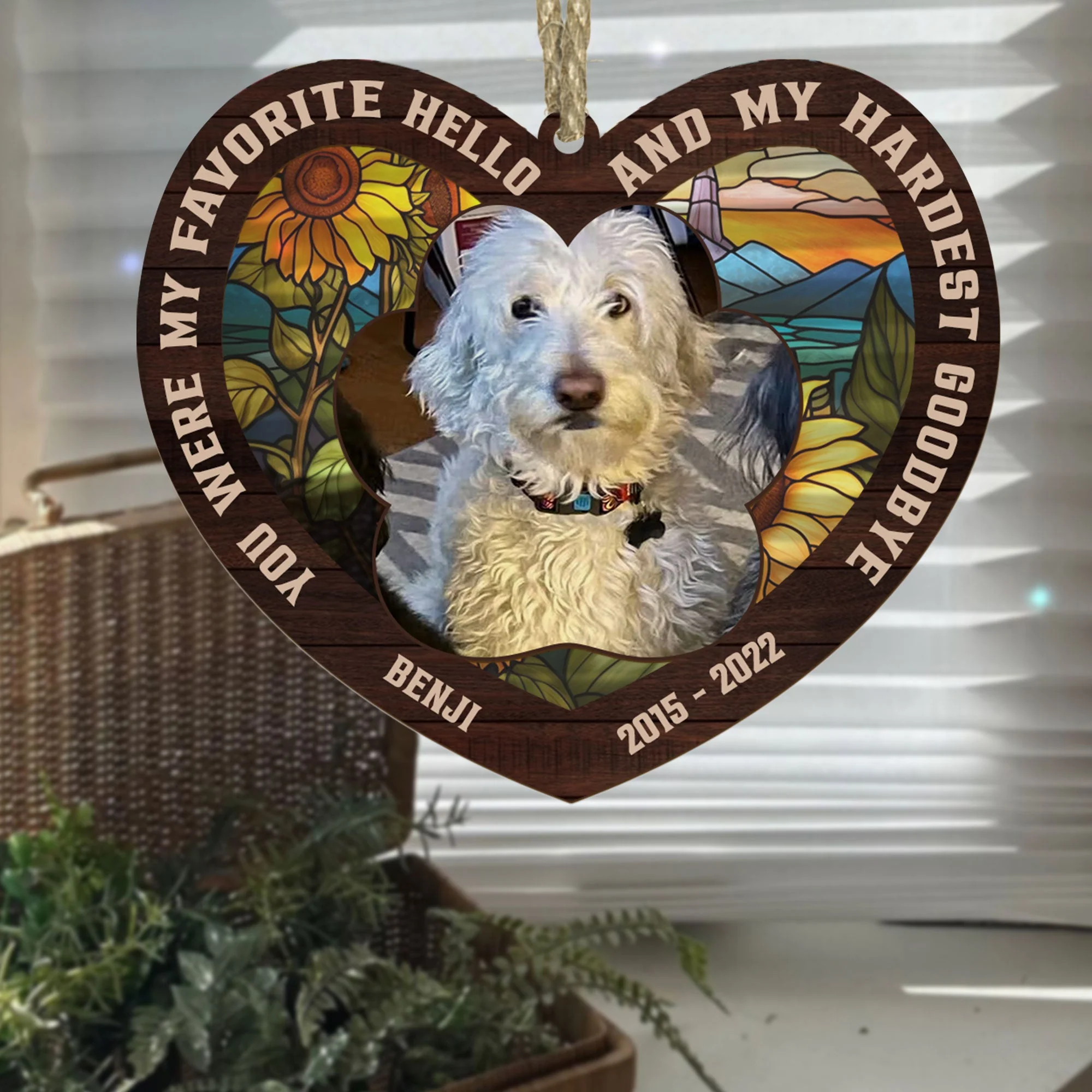My Favorite Hello & Hardest Goodbye - Personalized Photo Suncatcher Ornament - Image 2