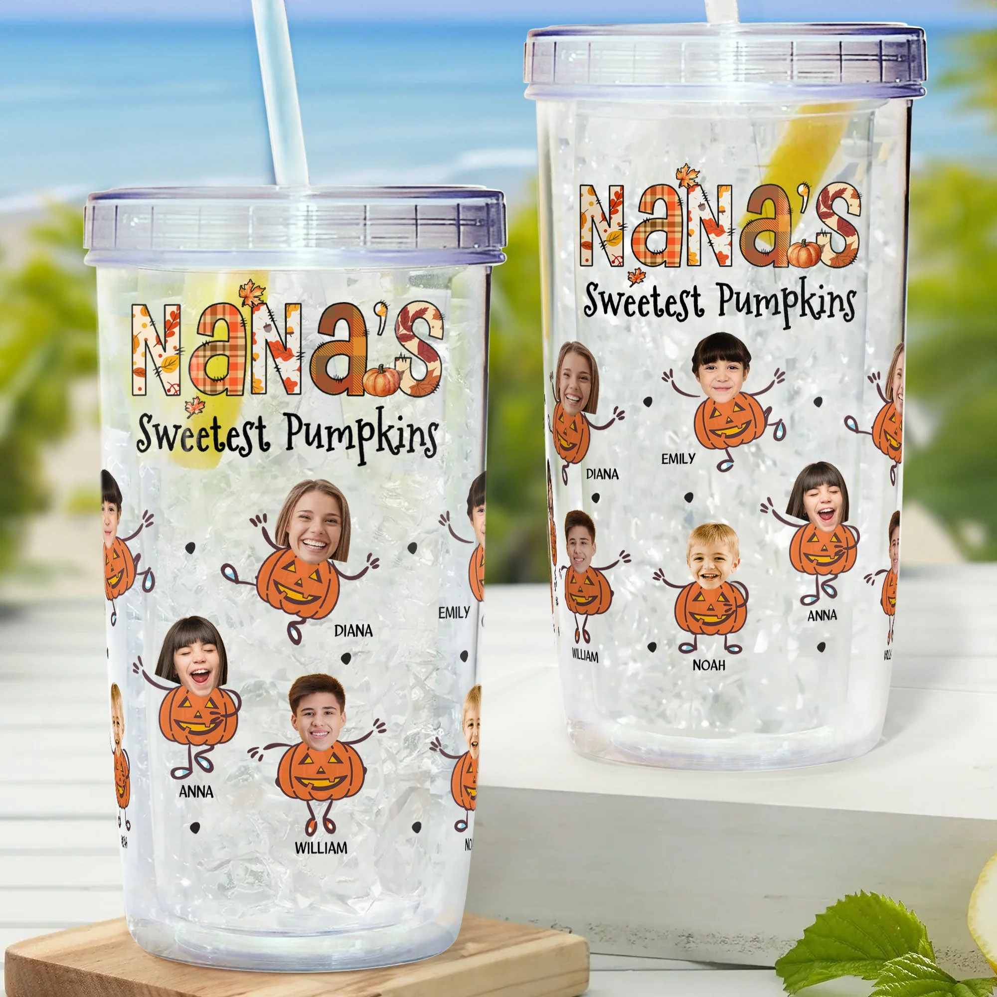 Nana's Sweetest Pumpkins - Personalized Photo Acrylic Tumbler With Straw - Image 4