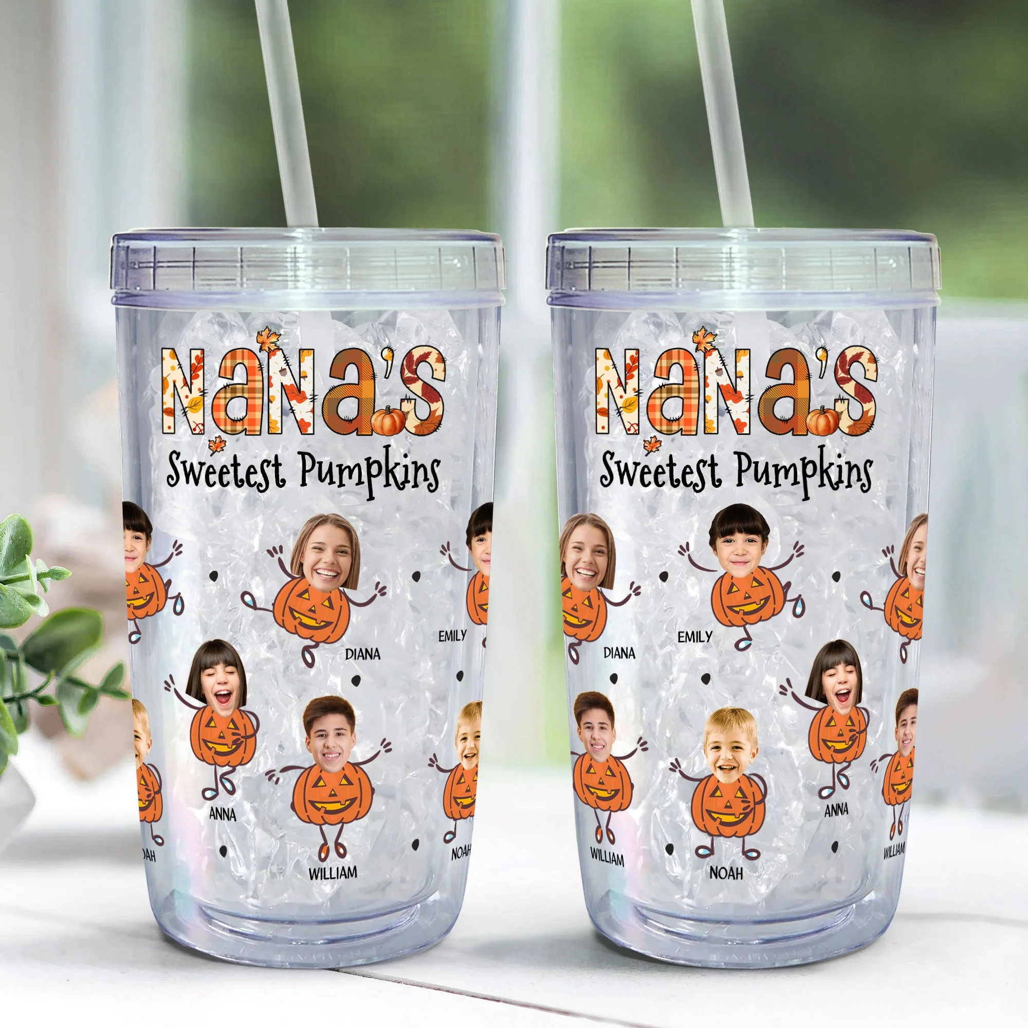 Nana's Sweetest Pumpkins - Personalized Photo Acrylic Tumbler With Straw - Image 5