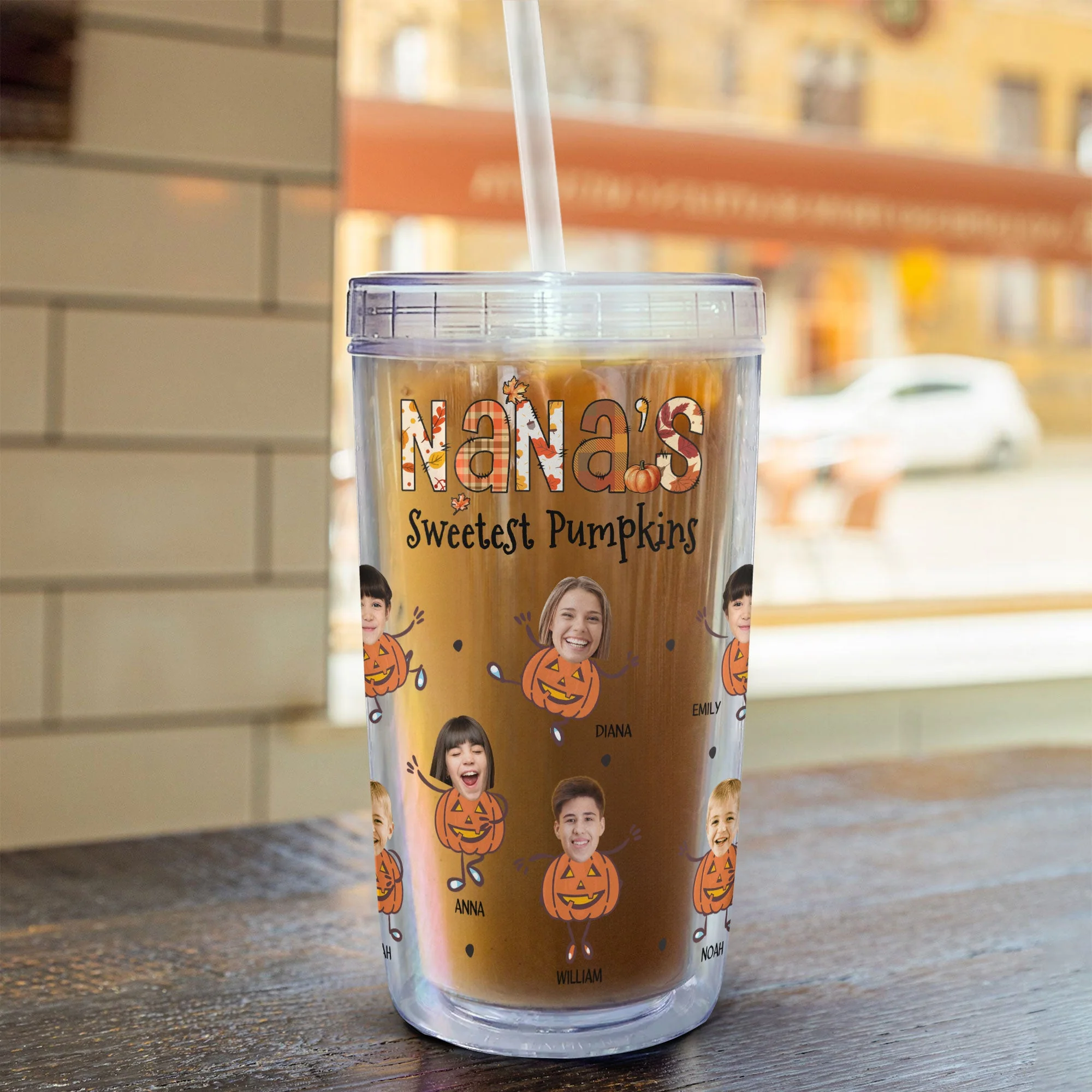 Nana's Sweetest Pumpkins - Personalized Photo Acrylic Tumbler With Straw - Image 7