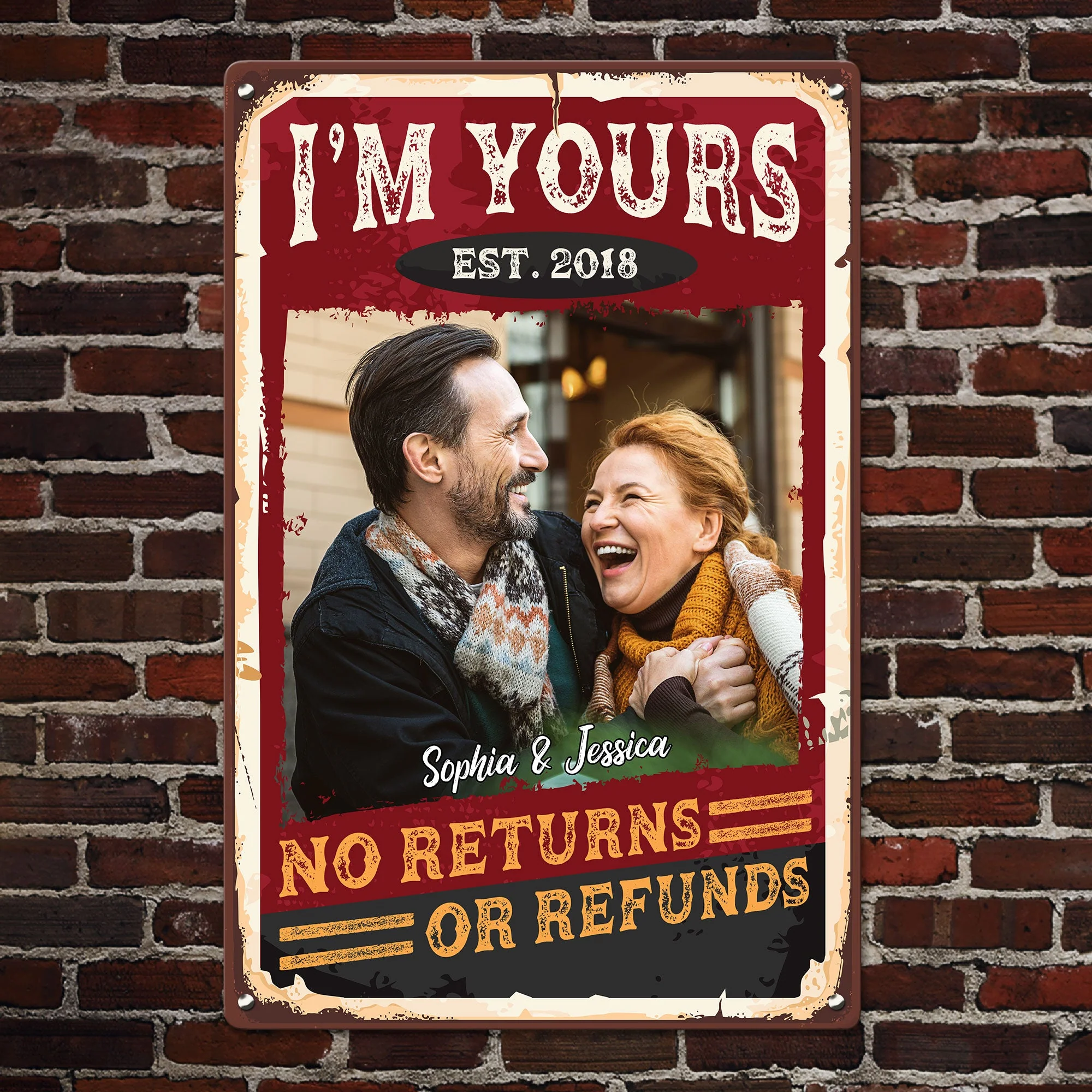 No Returns Or Refunds - Personalized Metal Photo Sign - Image 3