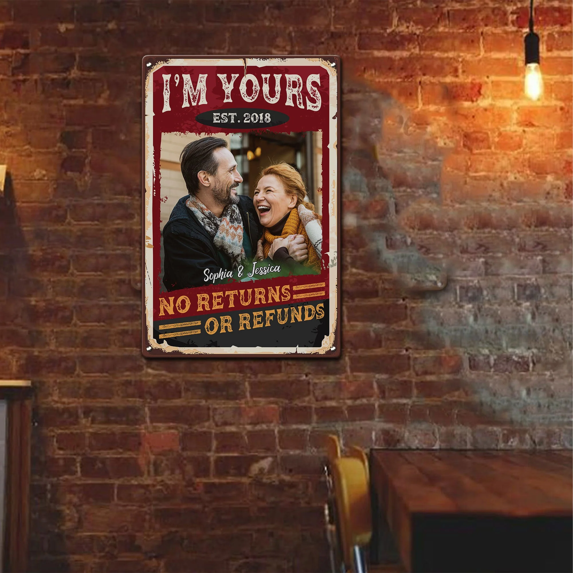 No Returns Or Refunds - Personalized Metal Photo Sign - Image 4