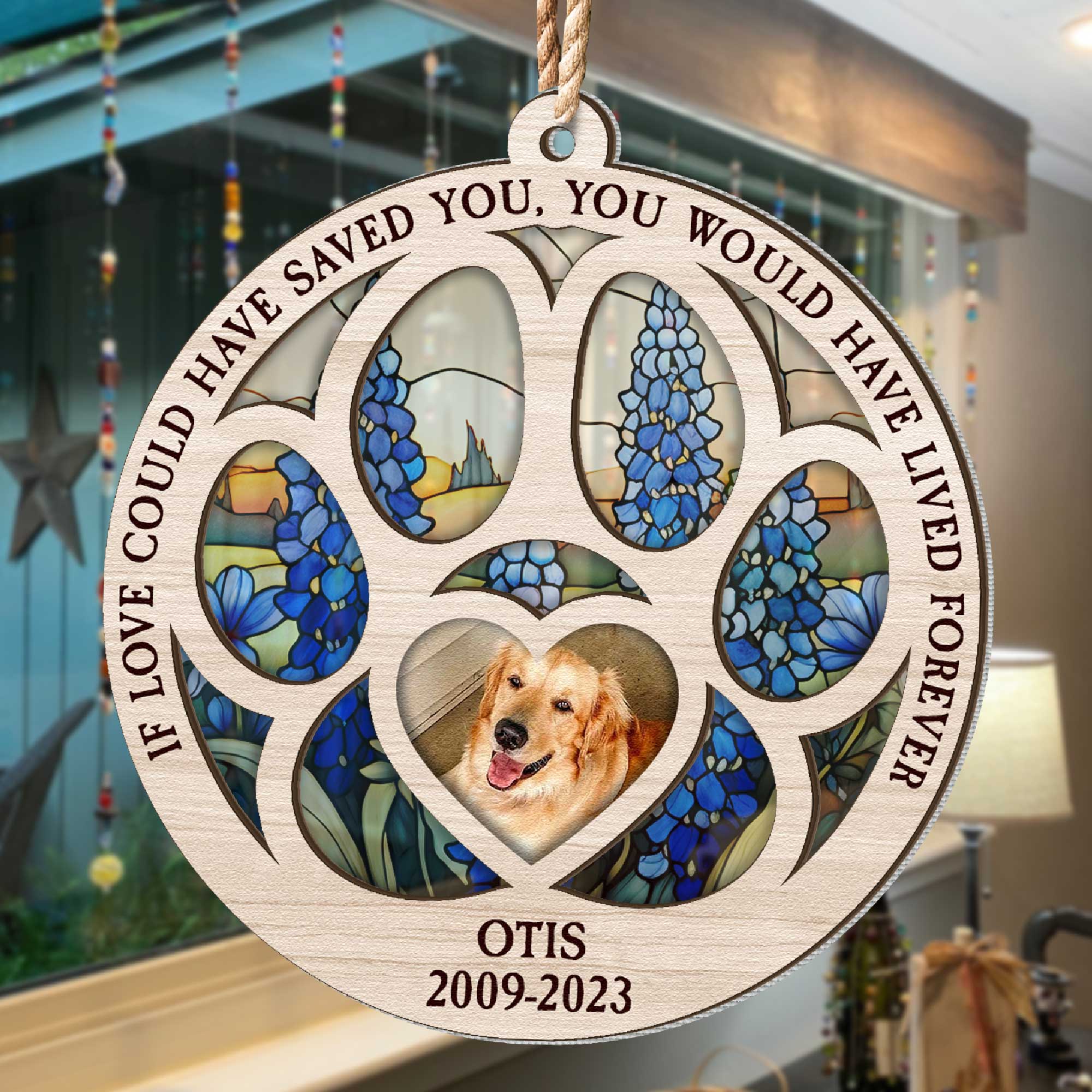 Ornament For Dog Who Passed Away - Personalized Photo Suncatcher Ornament - Image 2