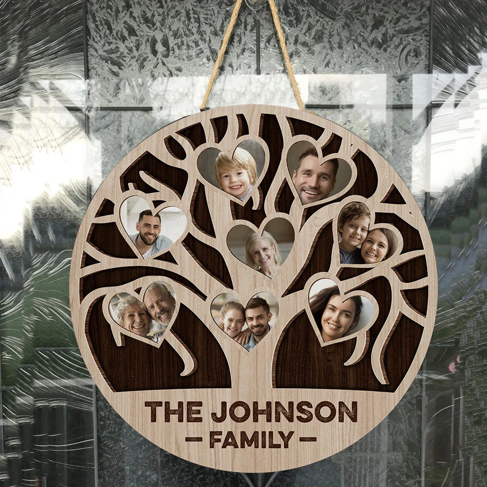 Our Family - Personalized Round Wood Photo Sign - Image 3