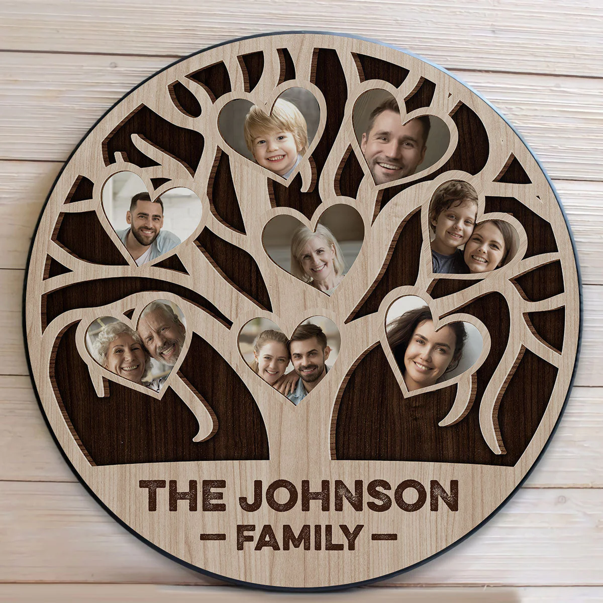 Our Family - Personalized Round Wood Photo Sign - Image 4