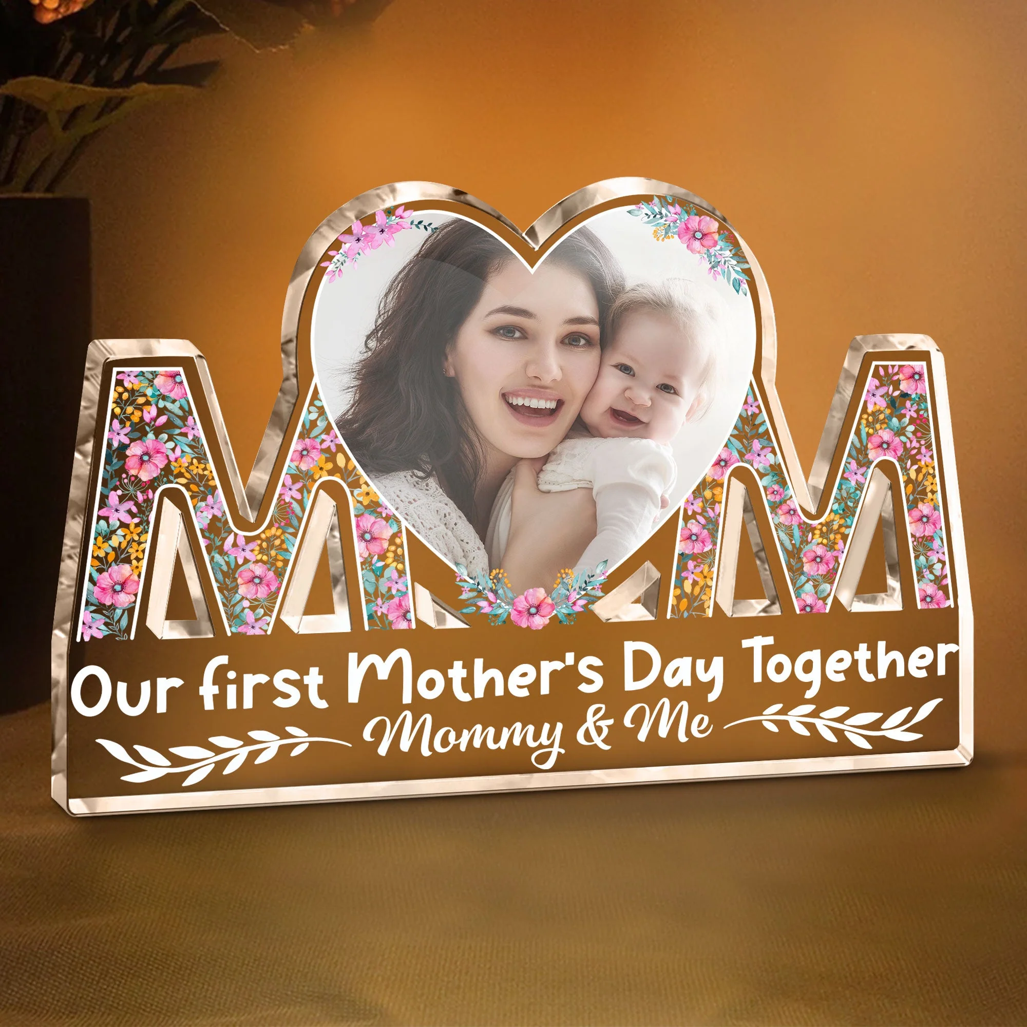 Our First Mother's Day Together - Personalized Mom Shaped Acrylic Photo Plaque - Image 4