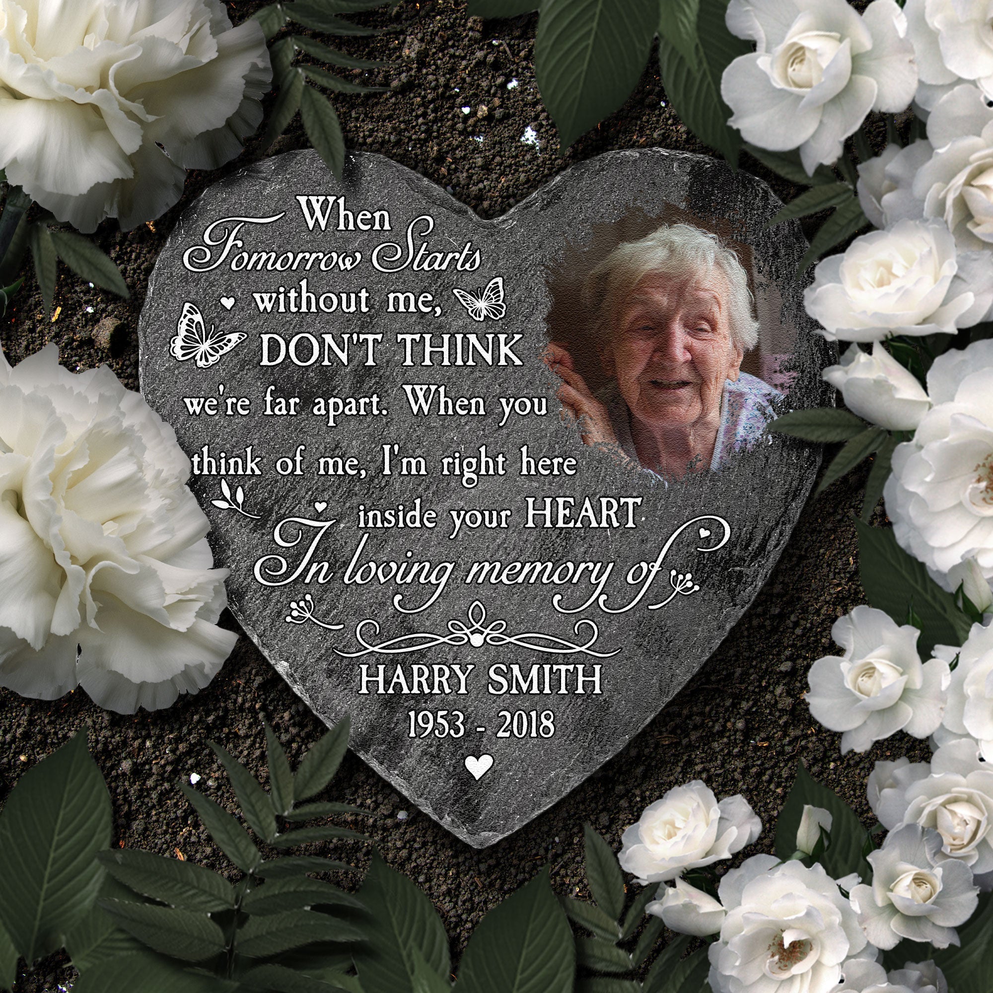 Right Here Inside Your Heart - Personalized Photo Garden Stone - Image 3