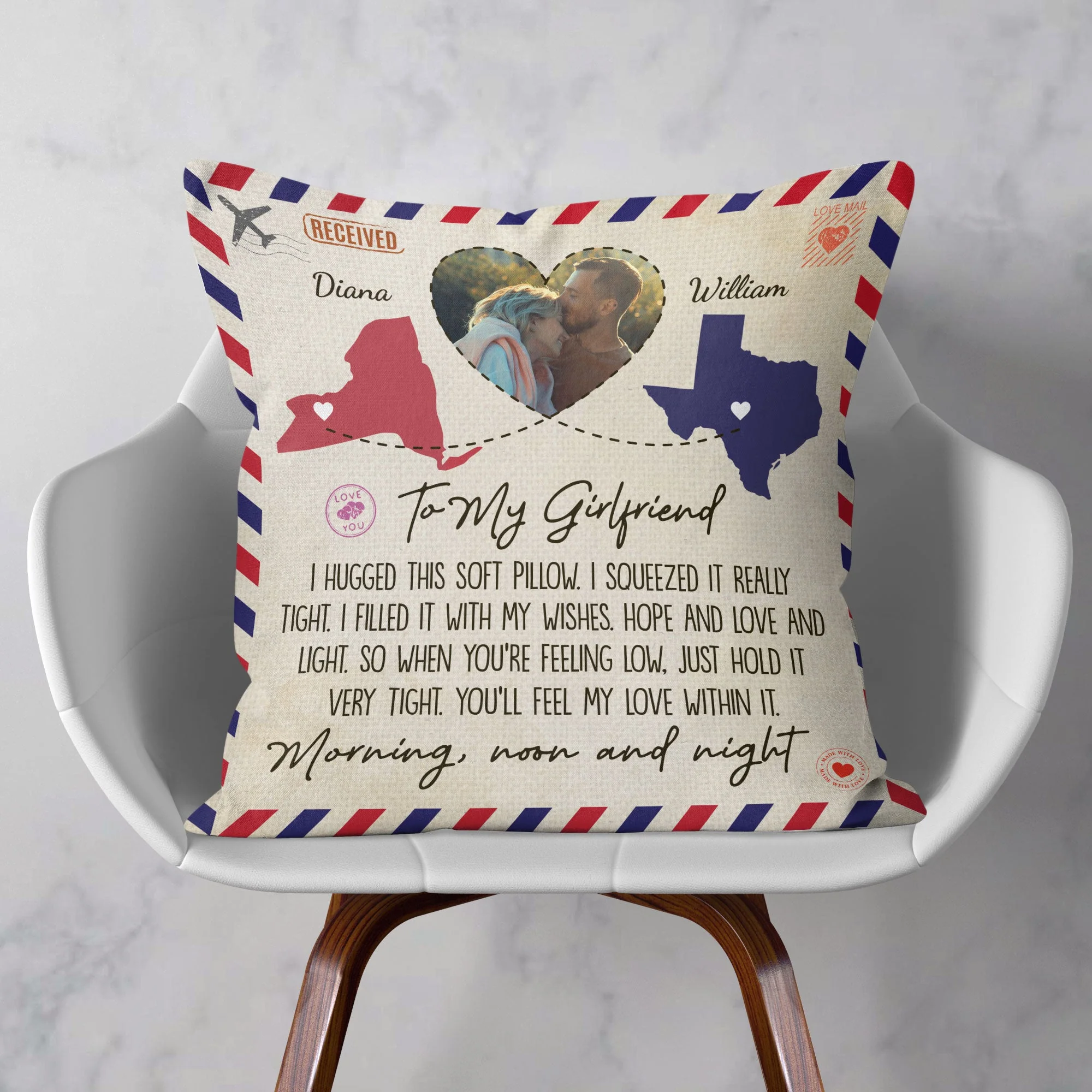 To My Girlfriend I Hugged This Soft Pillow - Personalized Photo Pillow (Insert Included) - Image 3