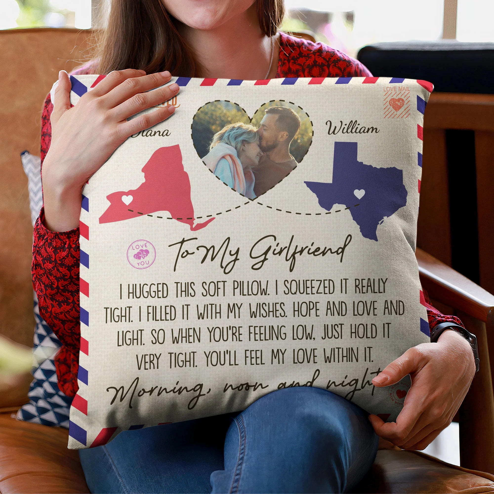 To My Girlfriend I Hugged This Soft Pillow - Personalized Photo Pillow (Insert Included) - Image 4