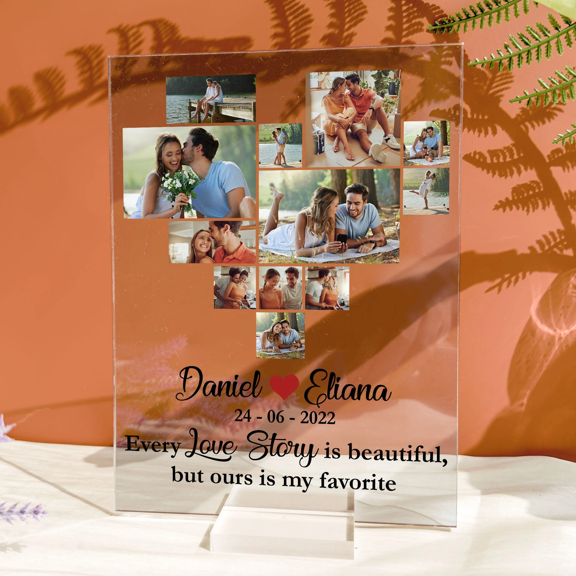 Photo Love Story Heart - Personalized Acrylic Photo Plaque - Image 4