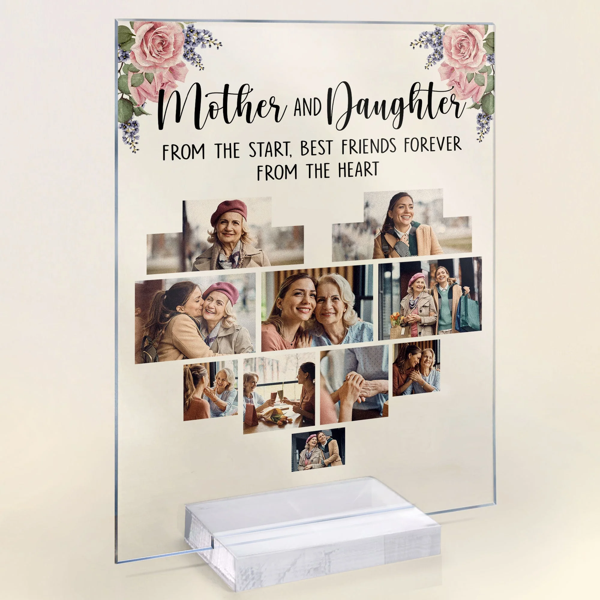 Photo Mother And Children Heart - Personalized Acrylic Photo Plaque - Image 5