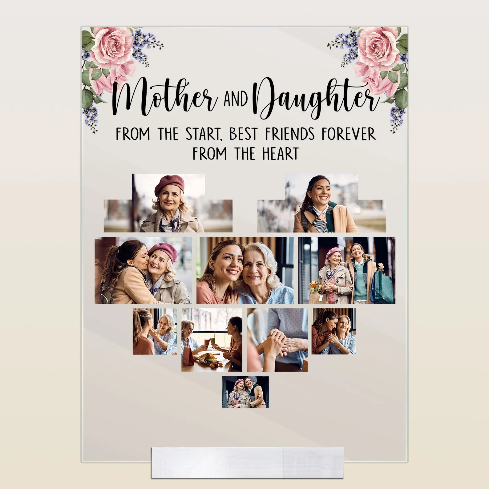 Photo Mother And Children Heart - Personalized Acrylic Photo Plaque - Image 6