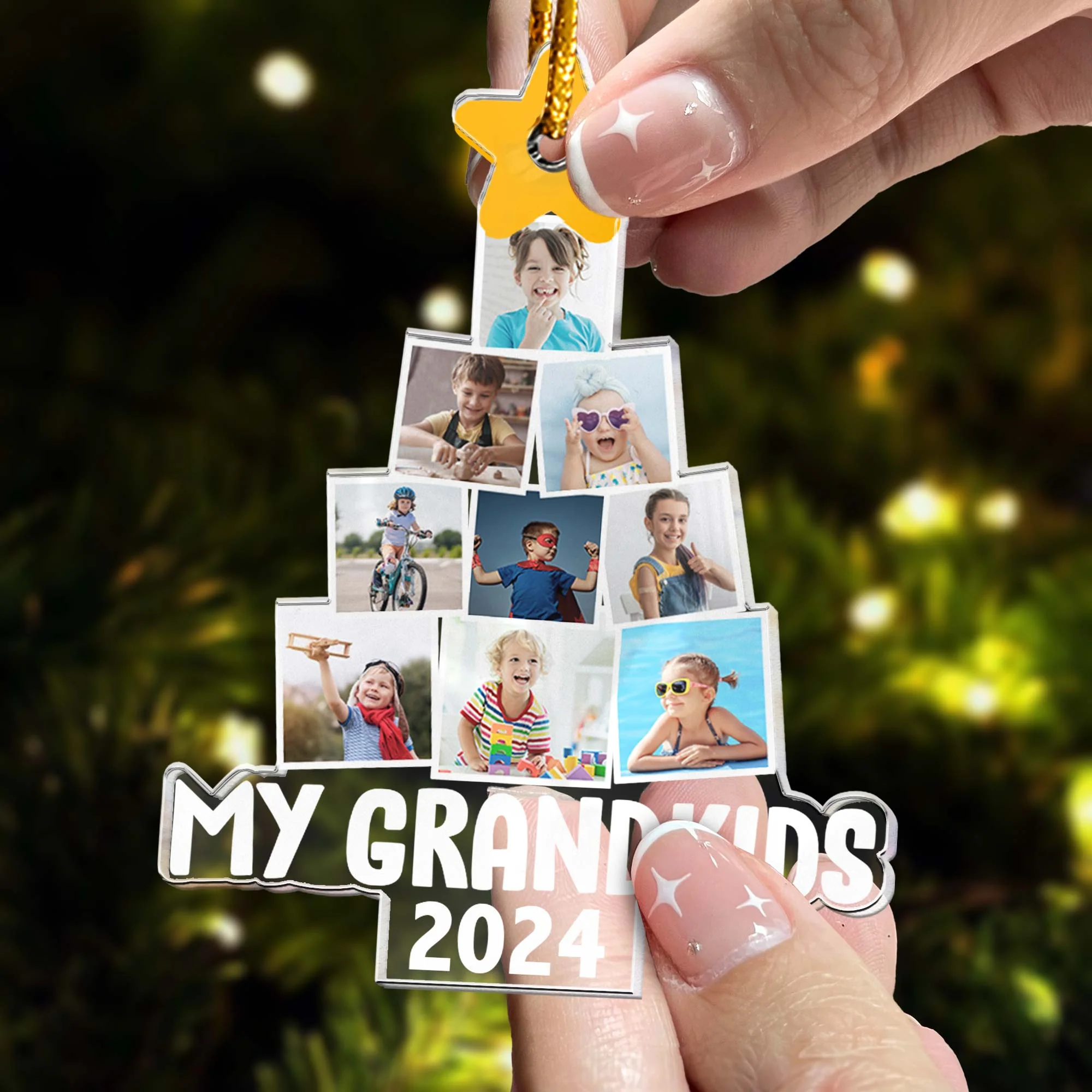 Photo My Grandkids Christmas Tree - Personalized Acrylic Photo Ornament - Up To 15 Photos - Image 2