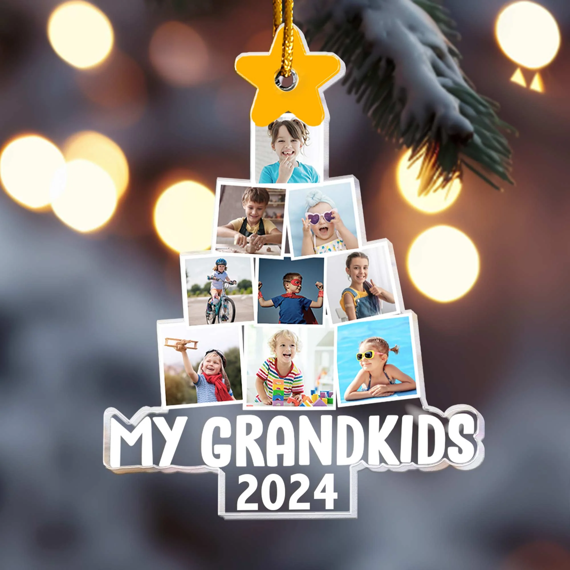 Photo My Grandkids Christmas Tree - Personalized Acrylic Photo Ornament - Up To 15 Photos - Image 4