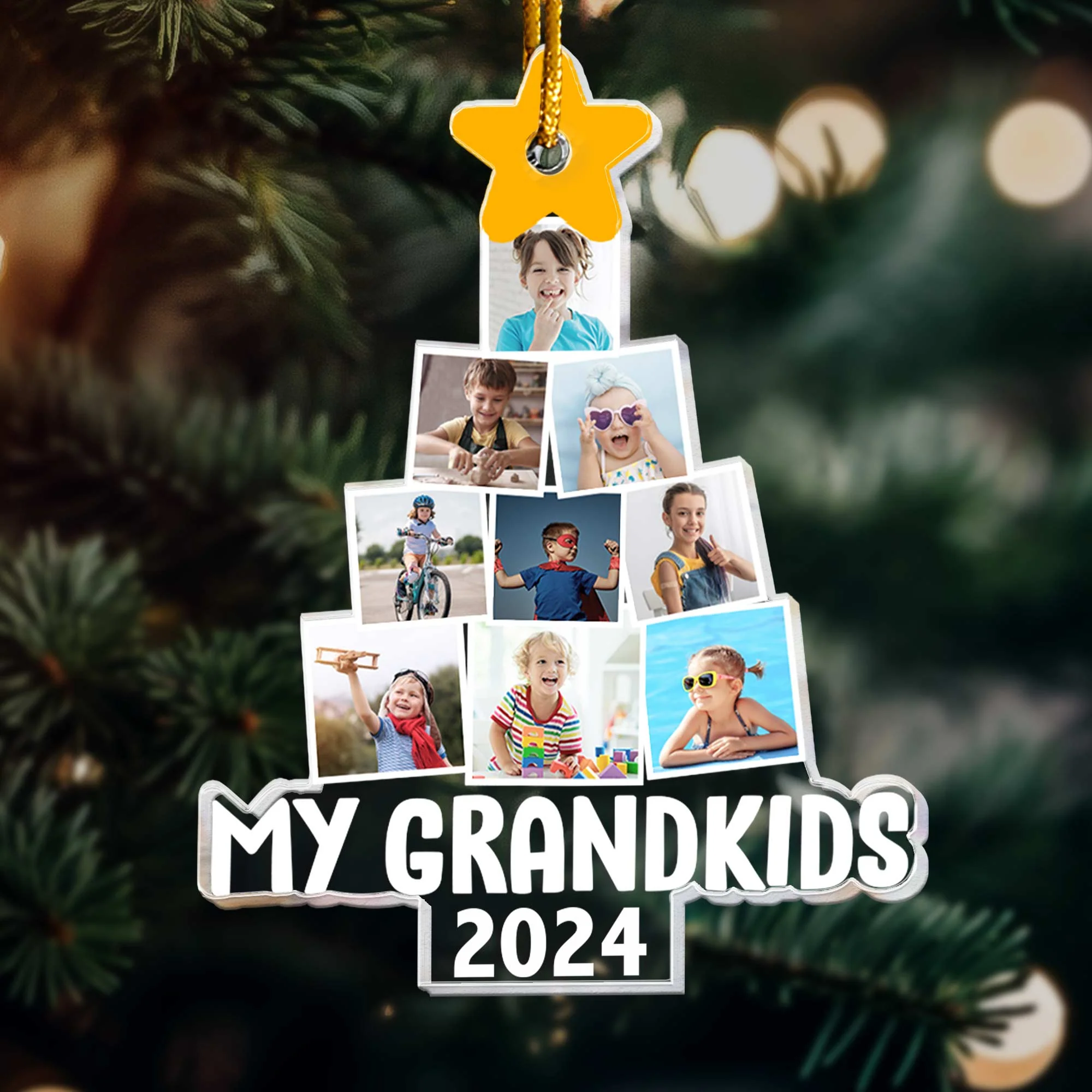 Photo My Grandkids Christmas Tree - Personalized Acrylic Photo Ornament - Up To 15 Photos - Image 5