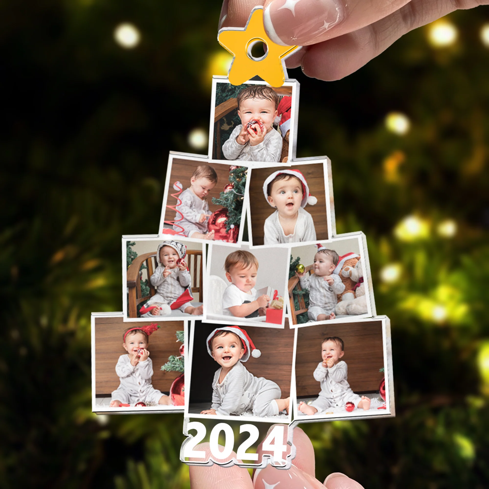 Photo Newborn Baby Christmas Tree - Personalized Babys Photo First Christmas Ornament - Image 2