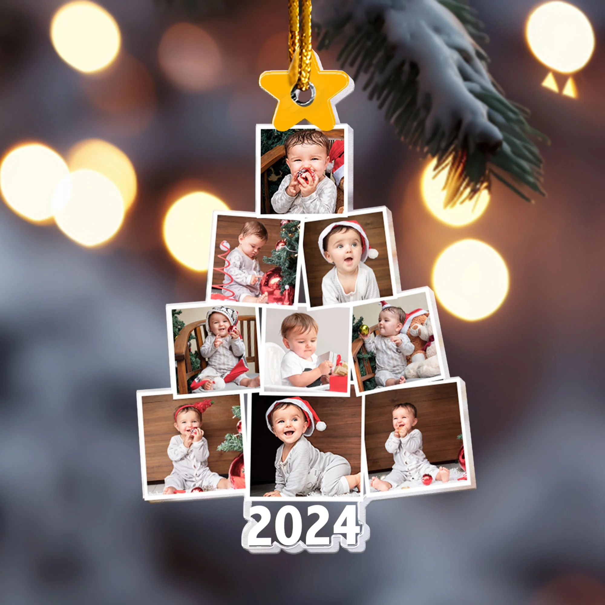 Photo Newborn Baby Christmas Tree - Personalized Babys Photo First Christmas Ornament - Image 4