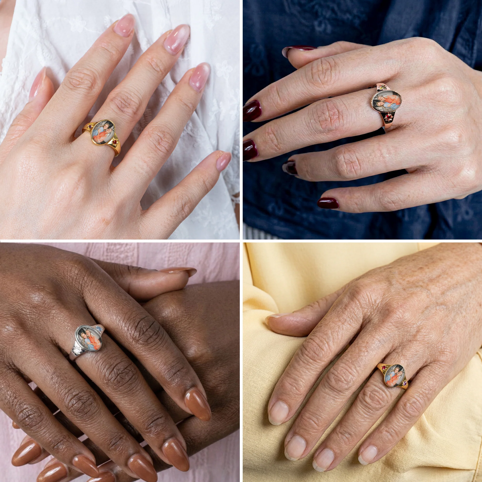 Photo Ring With 2 Birthstones Mother's Day Gift For Mom - Personalized Ring - Image 6